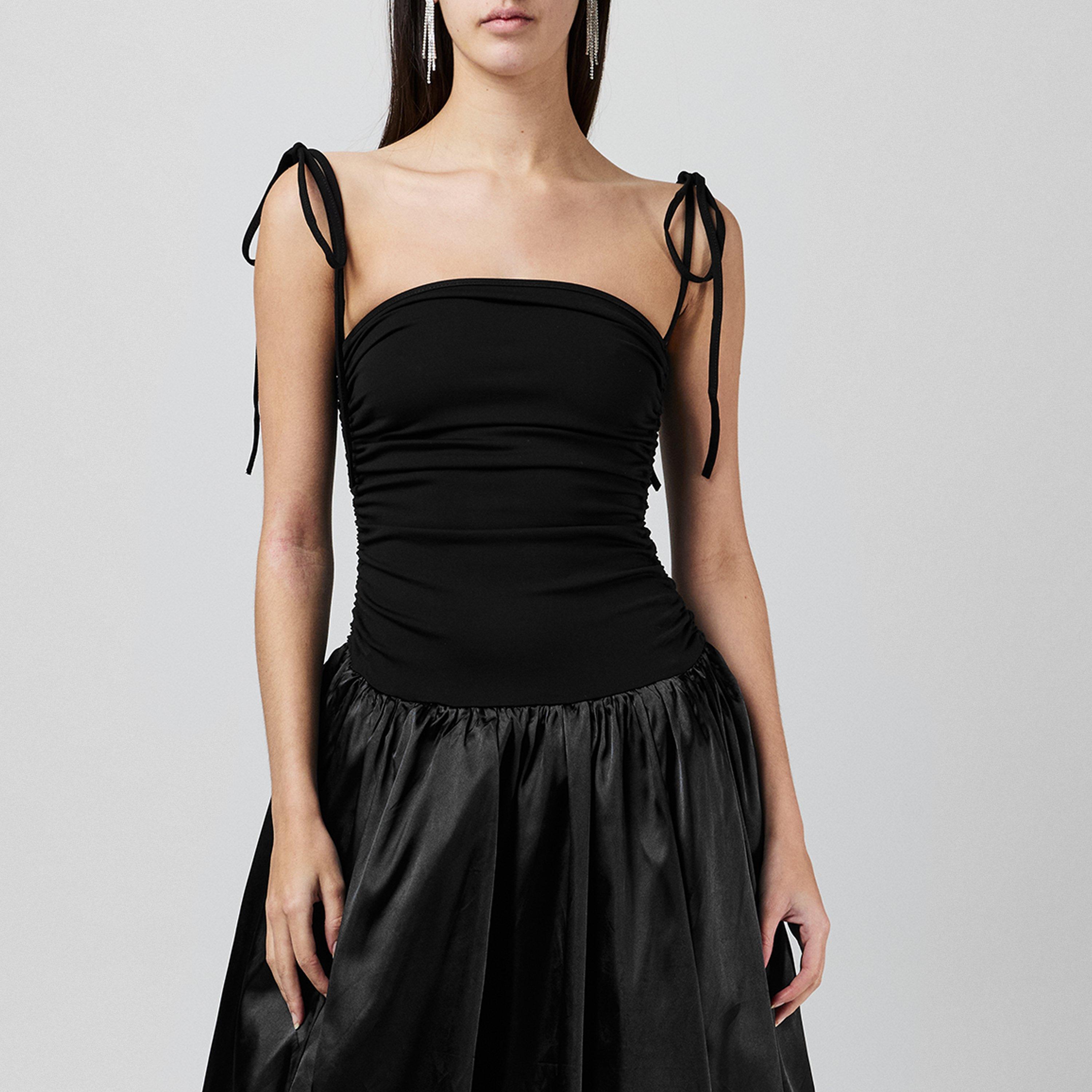 Black - AmyLynn - Women's Alexa Satin Tie Peplum Dress - 4