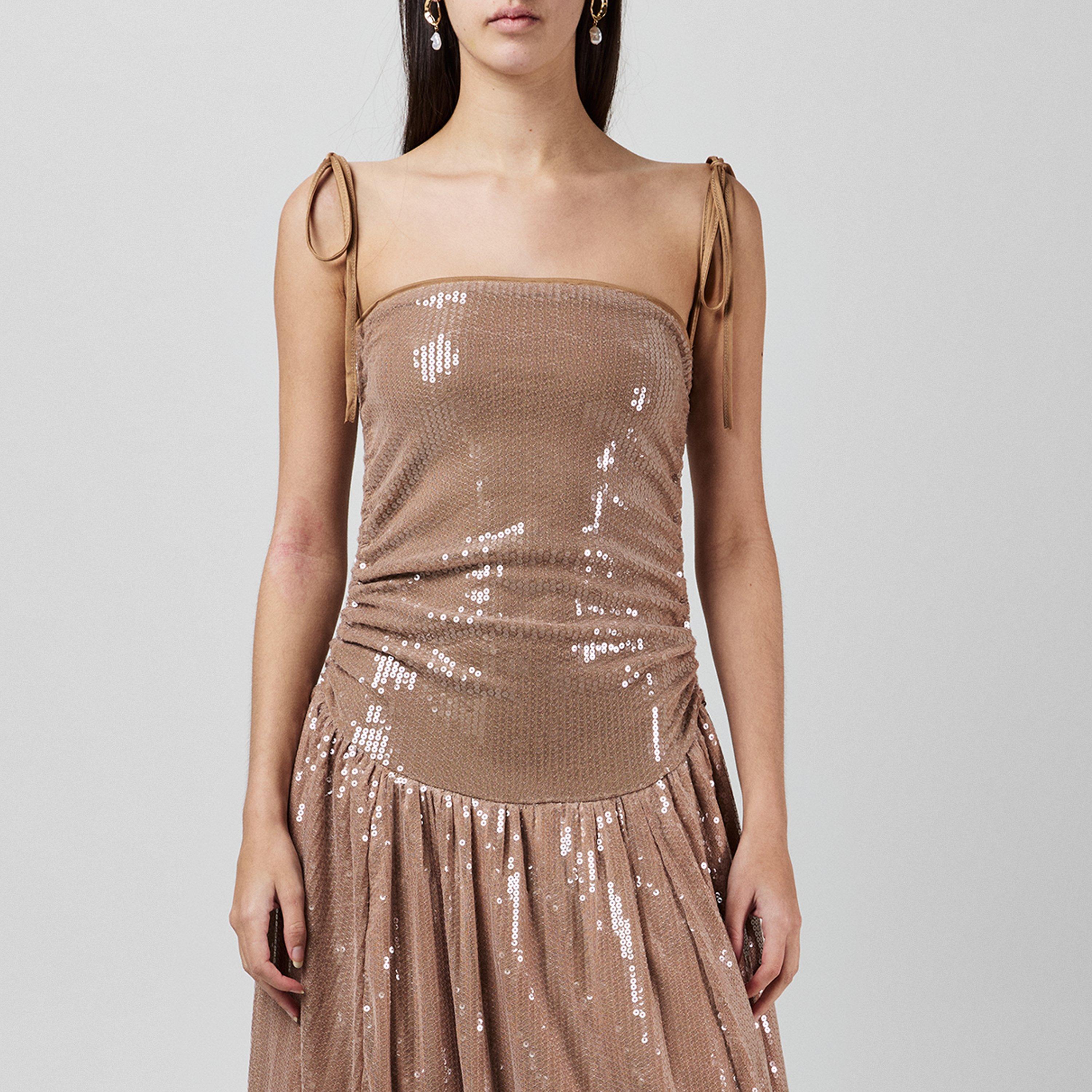 Champagne - AmyLynn - Women's Alexa Sequin Peplum Dress - 4