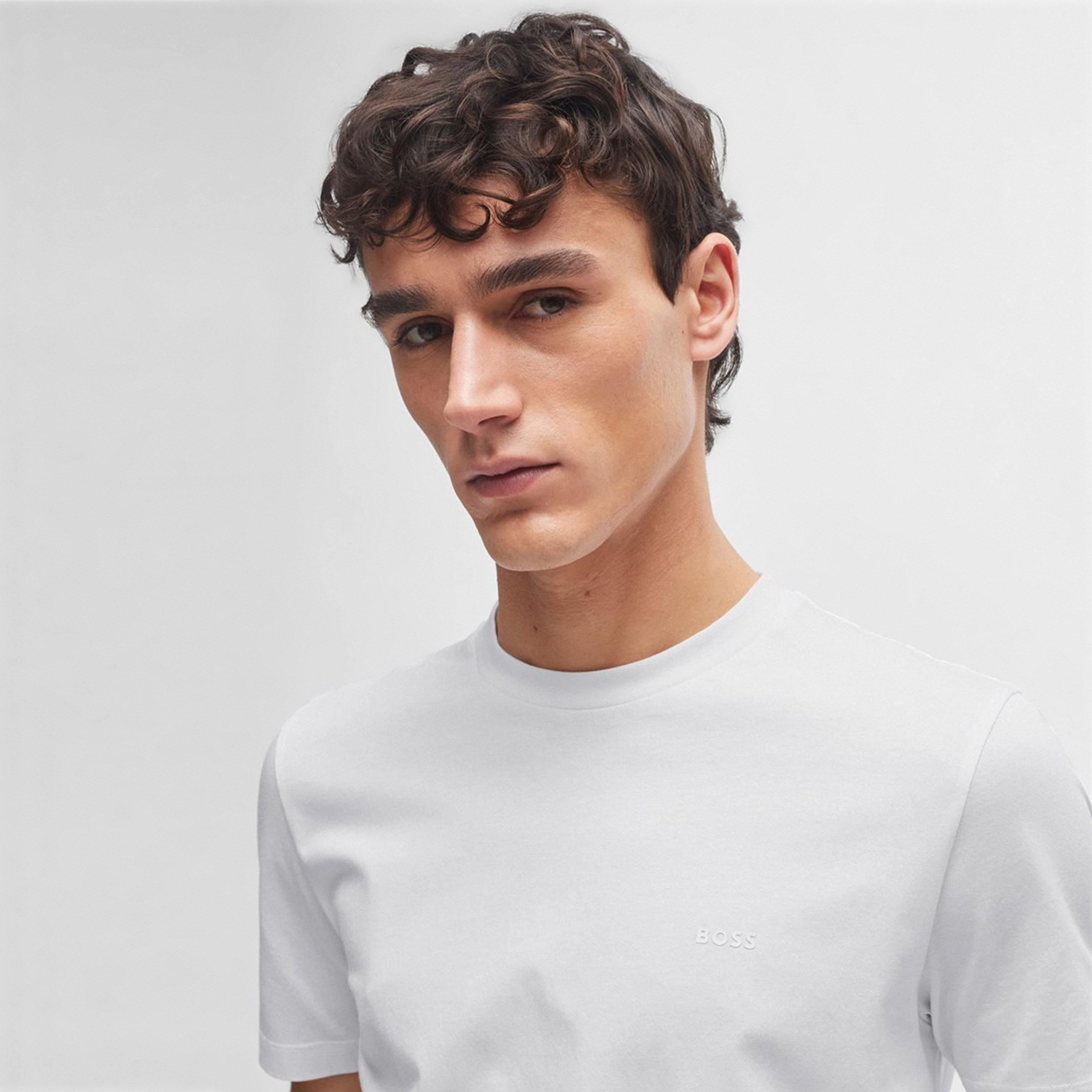 White 100 - Boss - Men's HBB Thompson Tonal Logo T-Shirt - 4