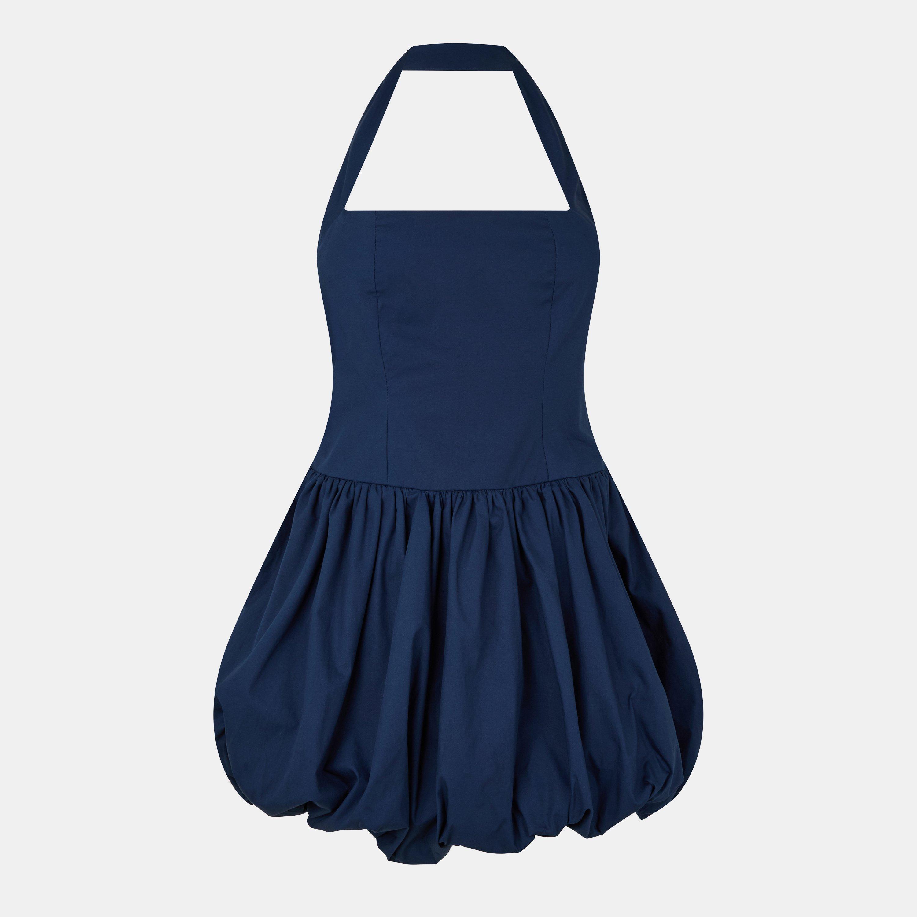 Navy - AmyLynn - Women's Halter Puff Mini Dress - 1