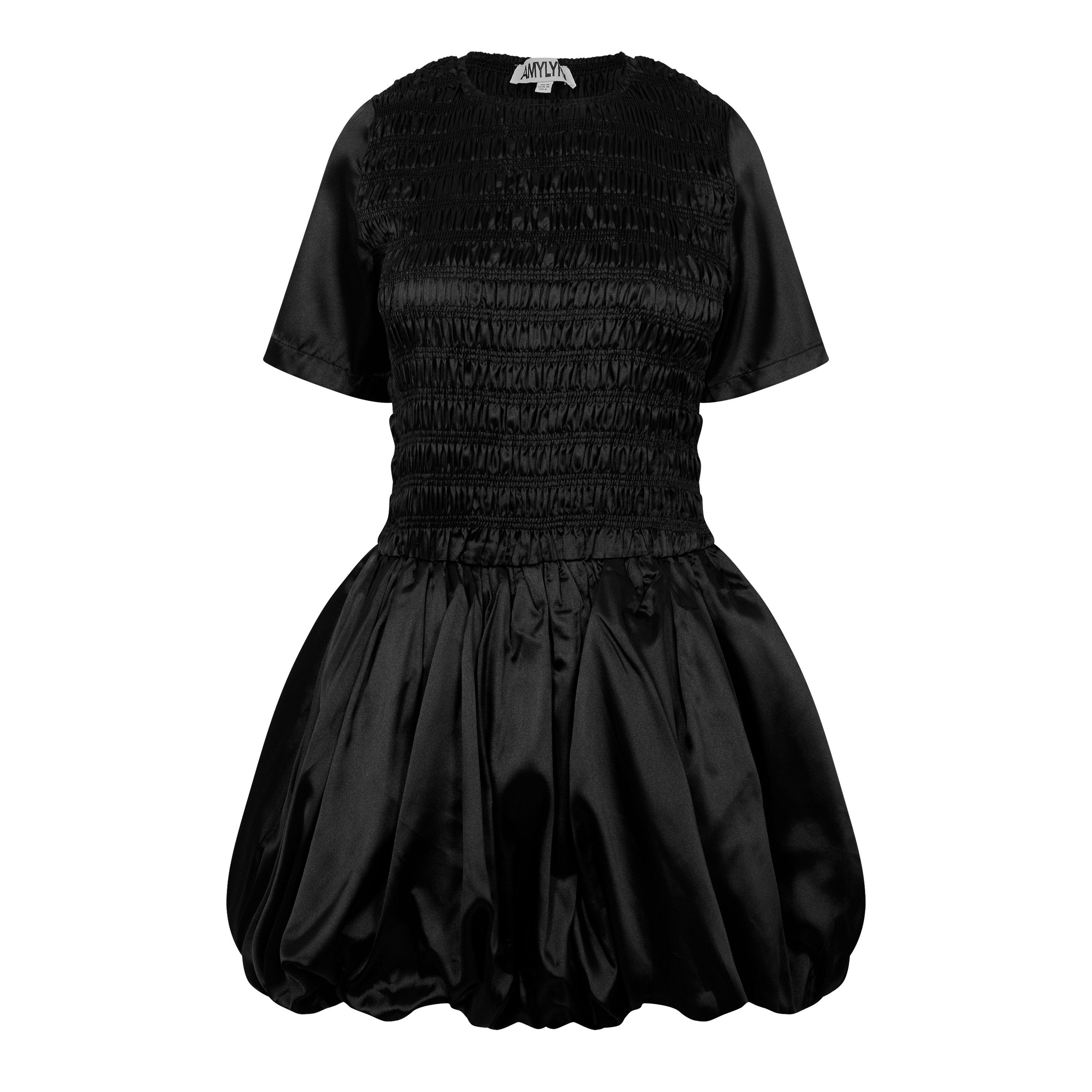 Black - AmyLynn - Women's Eleanor Shirred Mini Peplum Dress - 5