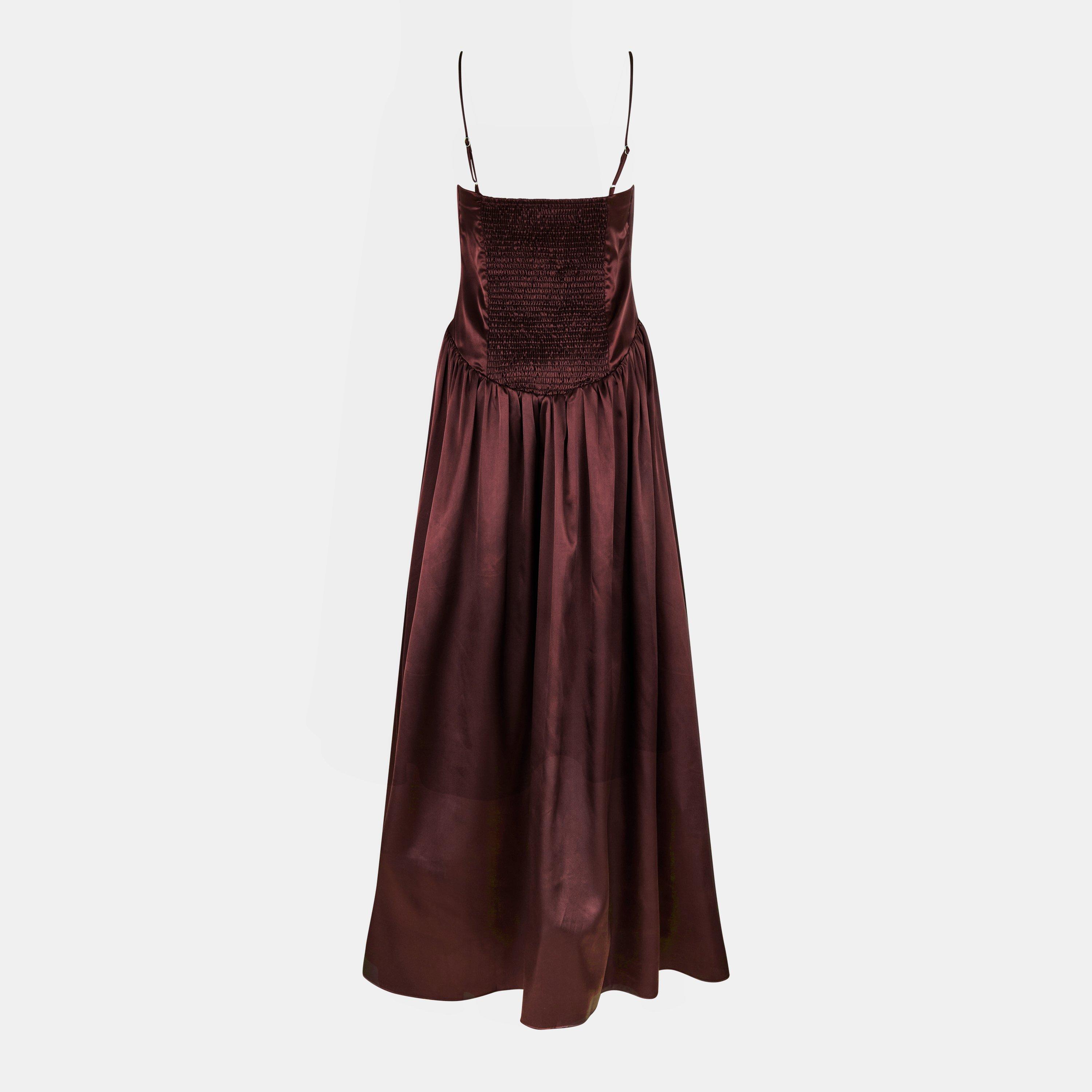 Chocolate - AmyLynn - Women's Alexa Satin Maxi Dress - 2