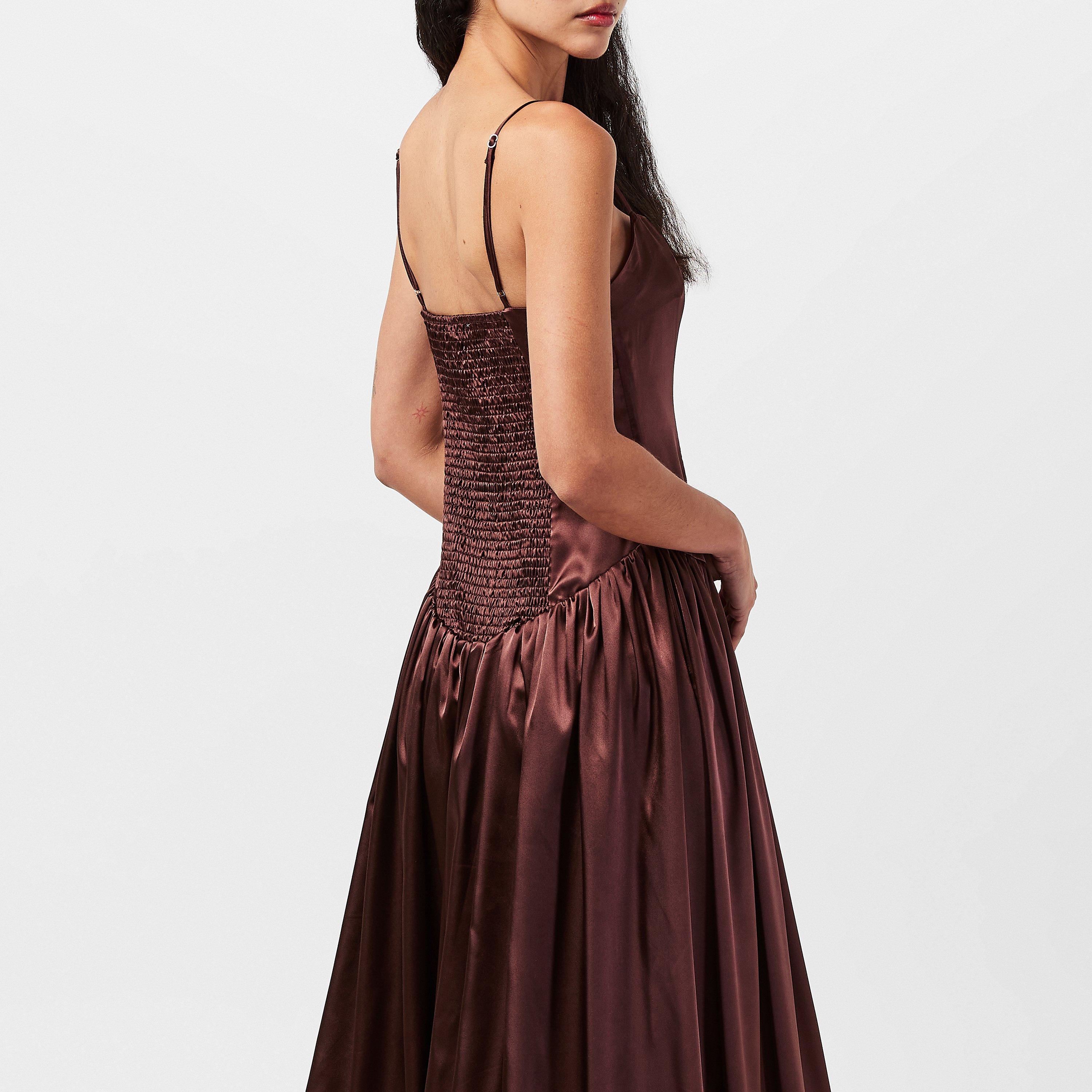 Chocolate - AmyLynn - Women's Alexa Satin Maxi Dress - 4