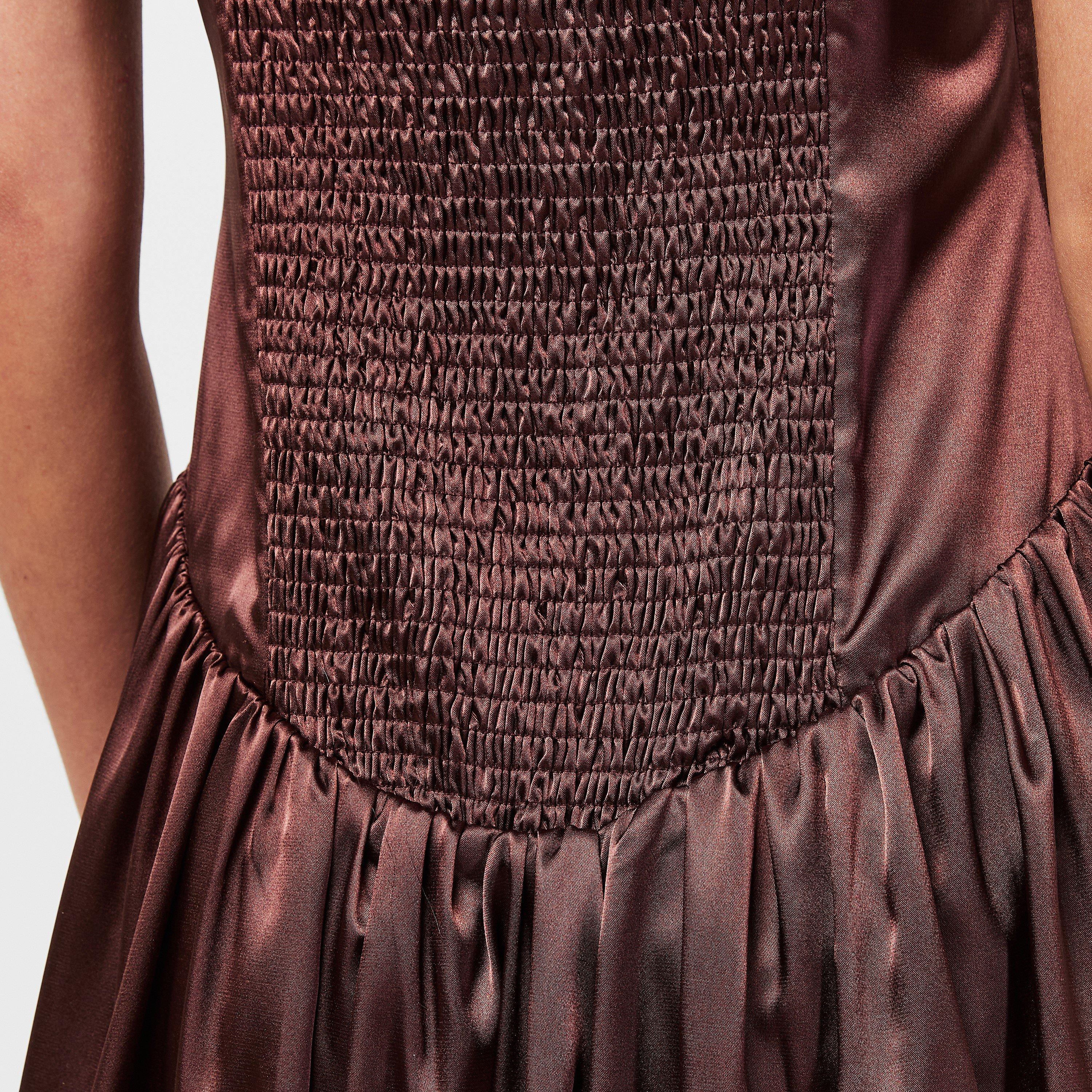 Chocolate - AmyLynn - Women's Alexa Satin Maxi Dress - 5