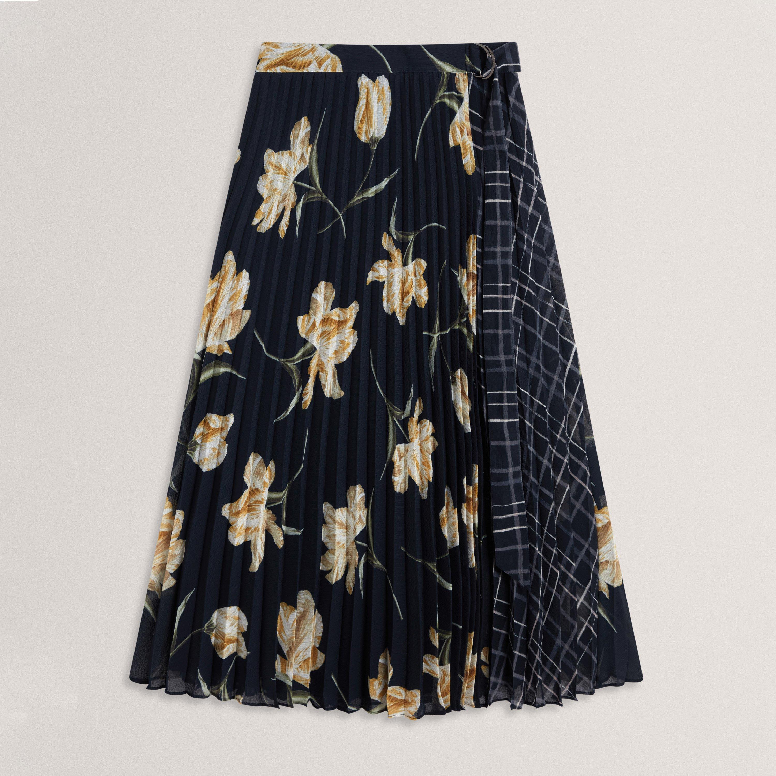 Ted Baker Women's Print Midi Skirt - Navy - 8 (XS)