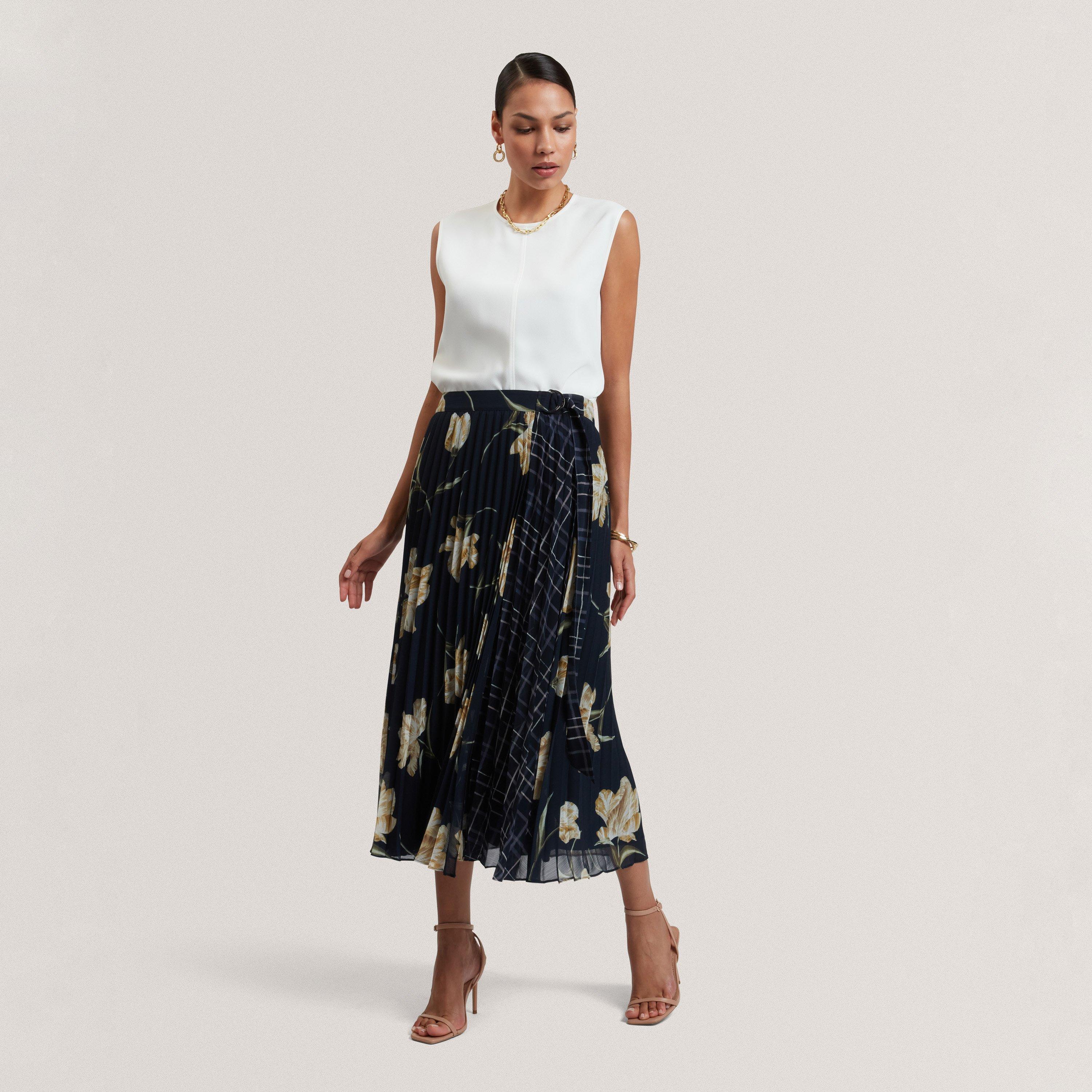 Blu navy - Ted Baker - Ted Print Midi Skirt Ld61 - 4