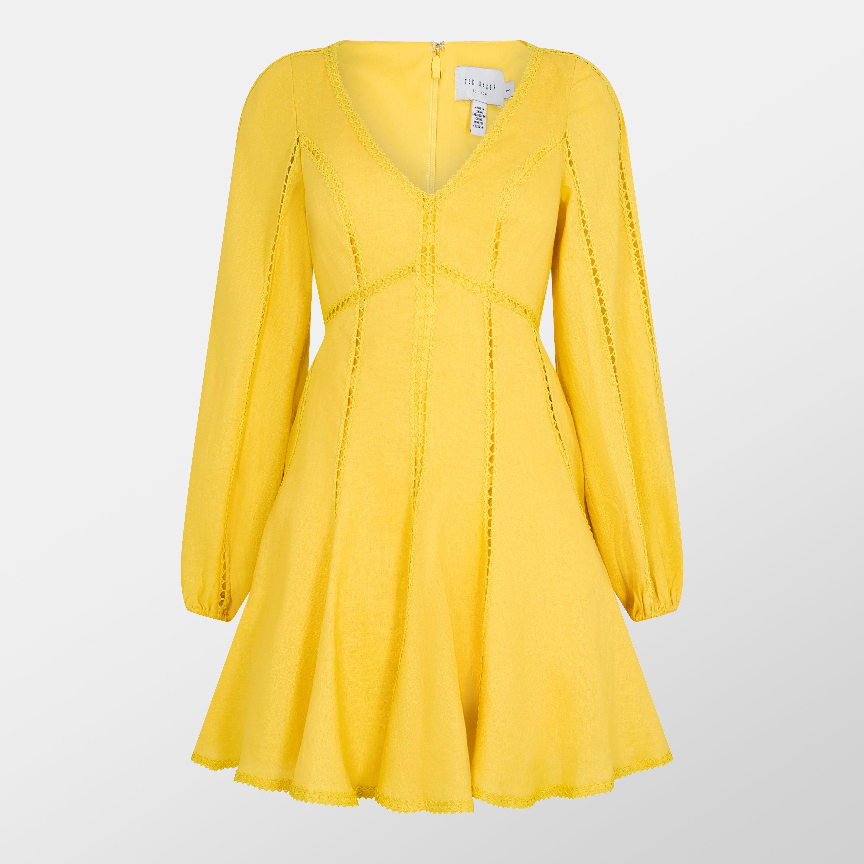 ted baker yellow skater dress Women's TED BAKER Canary Yellow Sleeveless Skater Dress Size 2 Fit & Flare