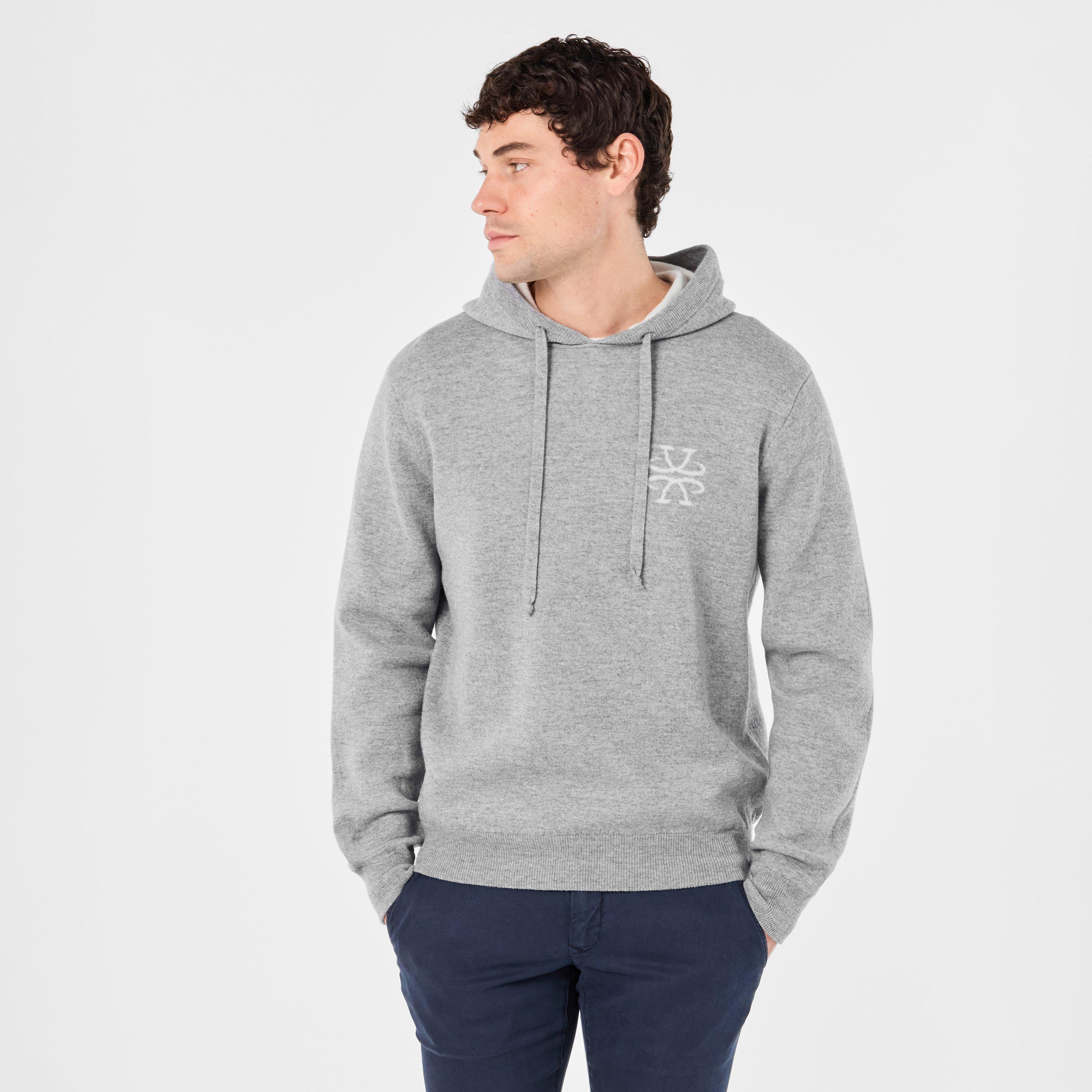 Grey Melange - Jacob Cohen - Men's Textured Knitted Hoodie - 3