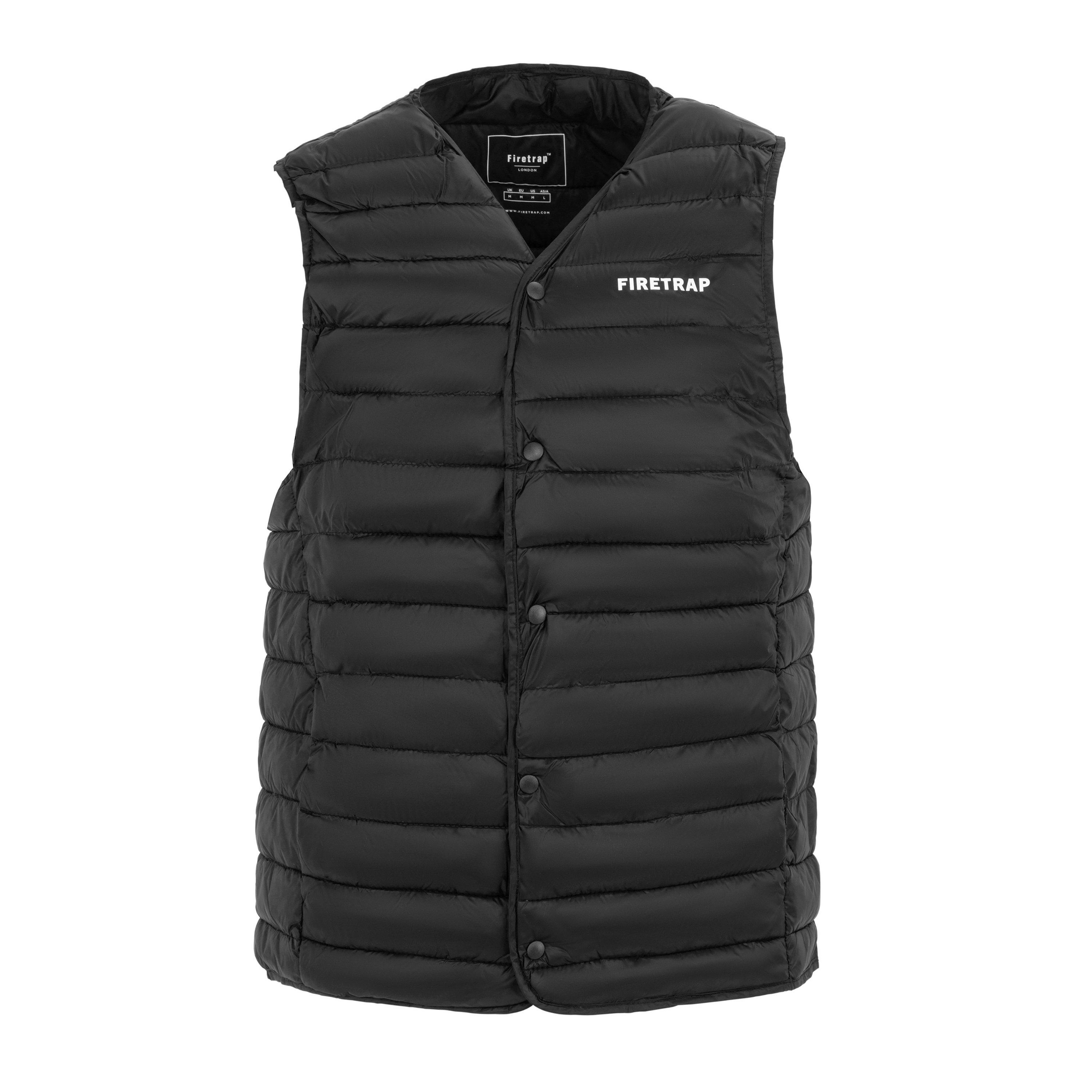 Black - Firetrap - Men's Padded Sleeveless Gilet - 1