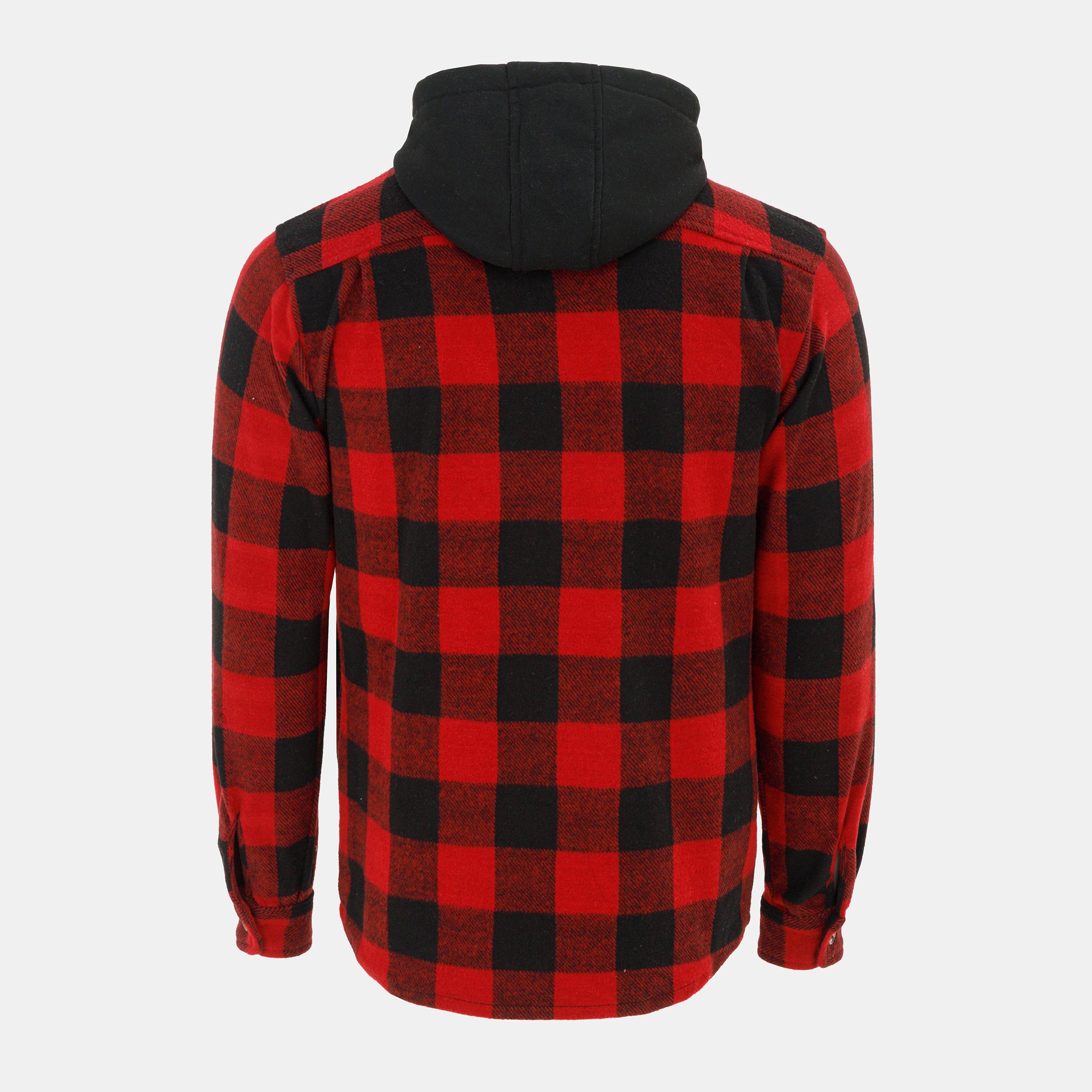 Red/Black - Lonsdale - Men's  Hooded Long Sleeve Sherpa Jacket - 2