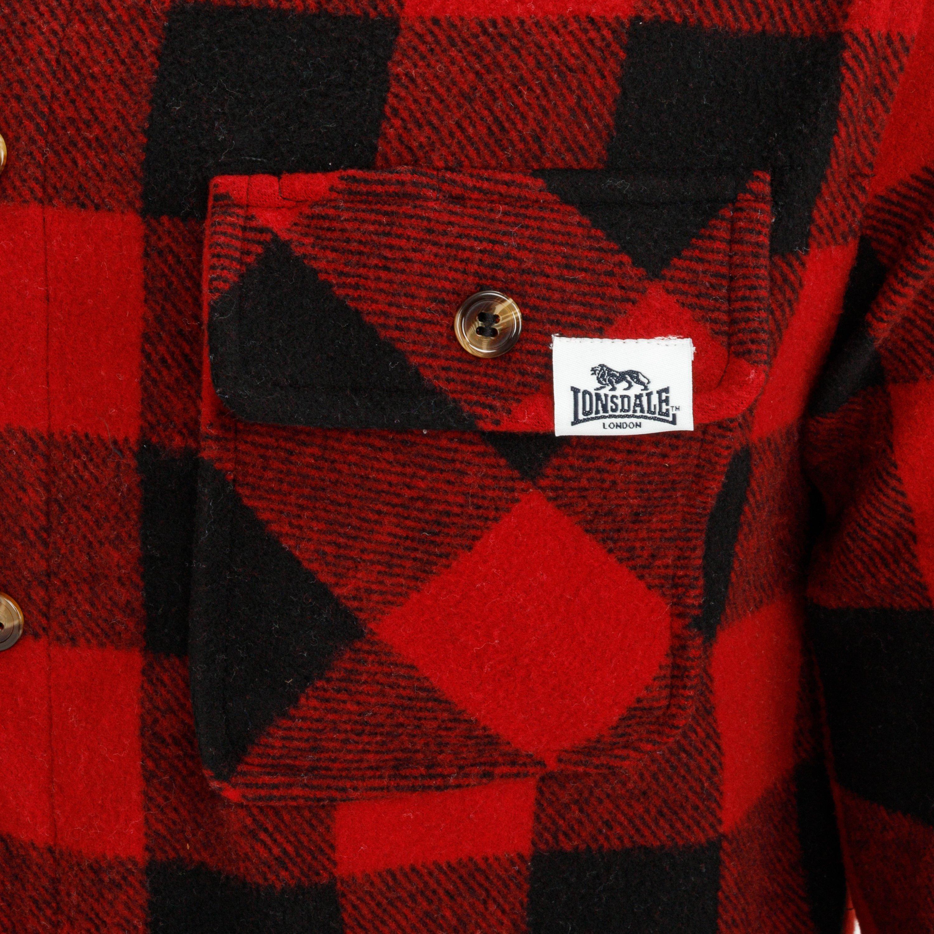Red/Black - Lonsdale - Men's  Hooded Long Sleeve Sherpa Jacket - 4