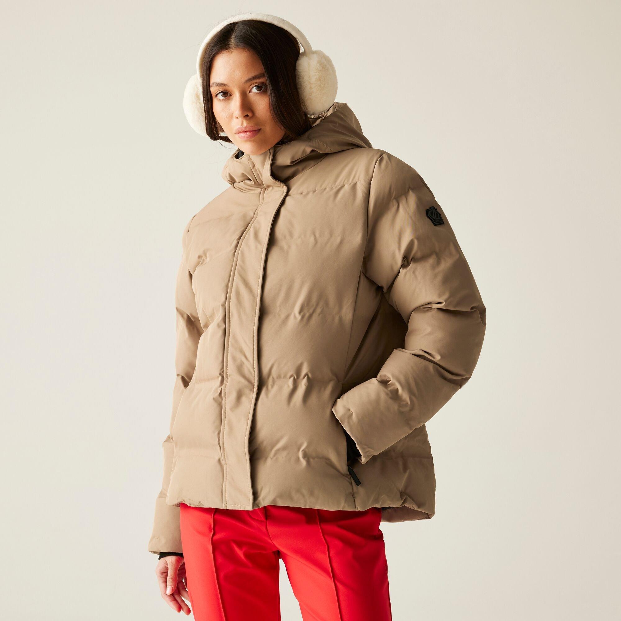 Dare 2B Women's Entrusted Quilted Hooded Insulated Waterproof Jacket - Cashmere - 16