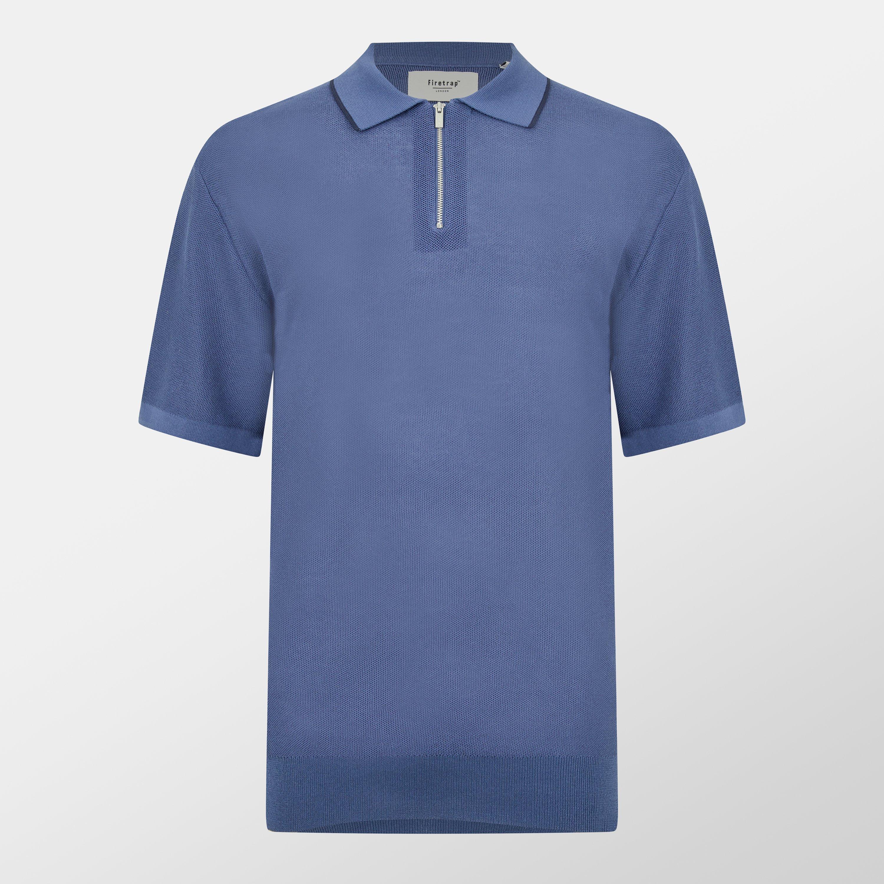 Firetrap Men's Knitted Polo - Air Force Blue - S