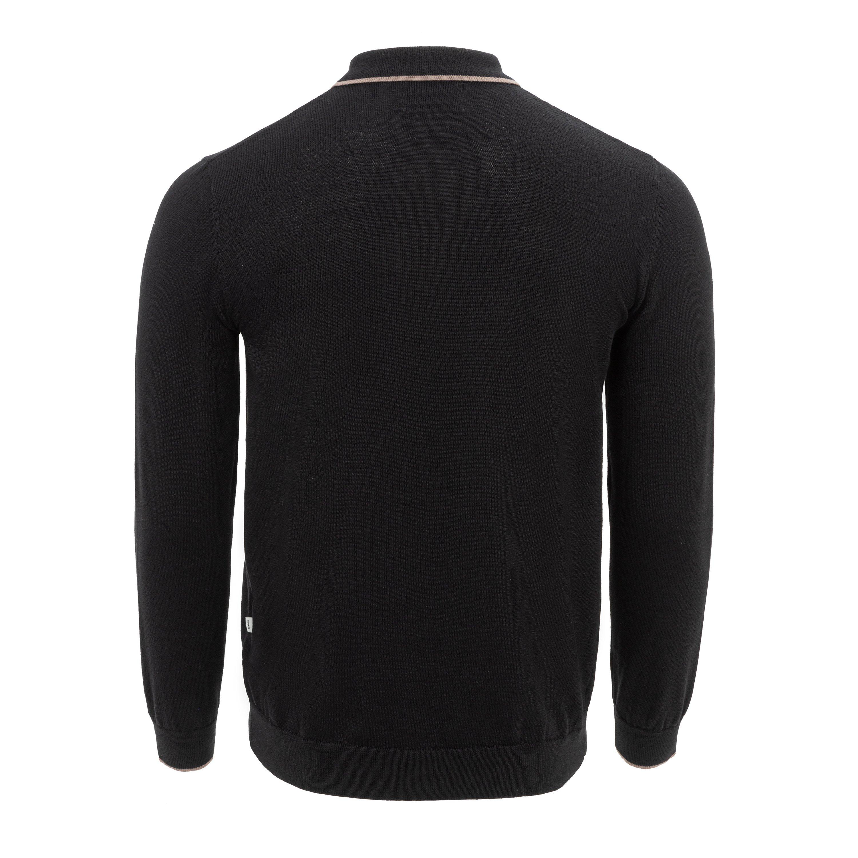 Black/Tan - Firetrap - Mens Long Sleeve Polo Jumper - 3
