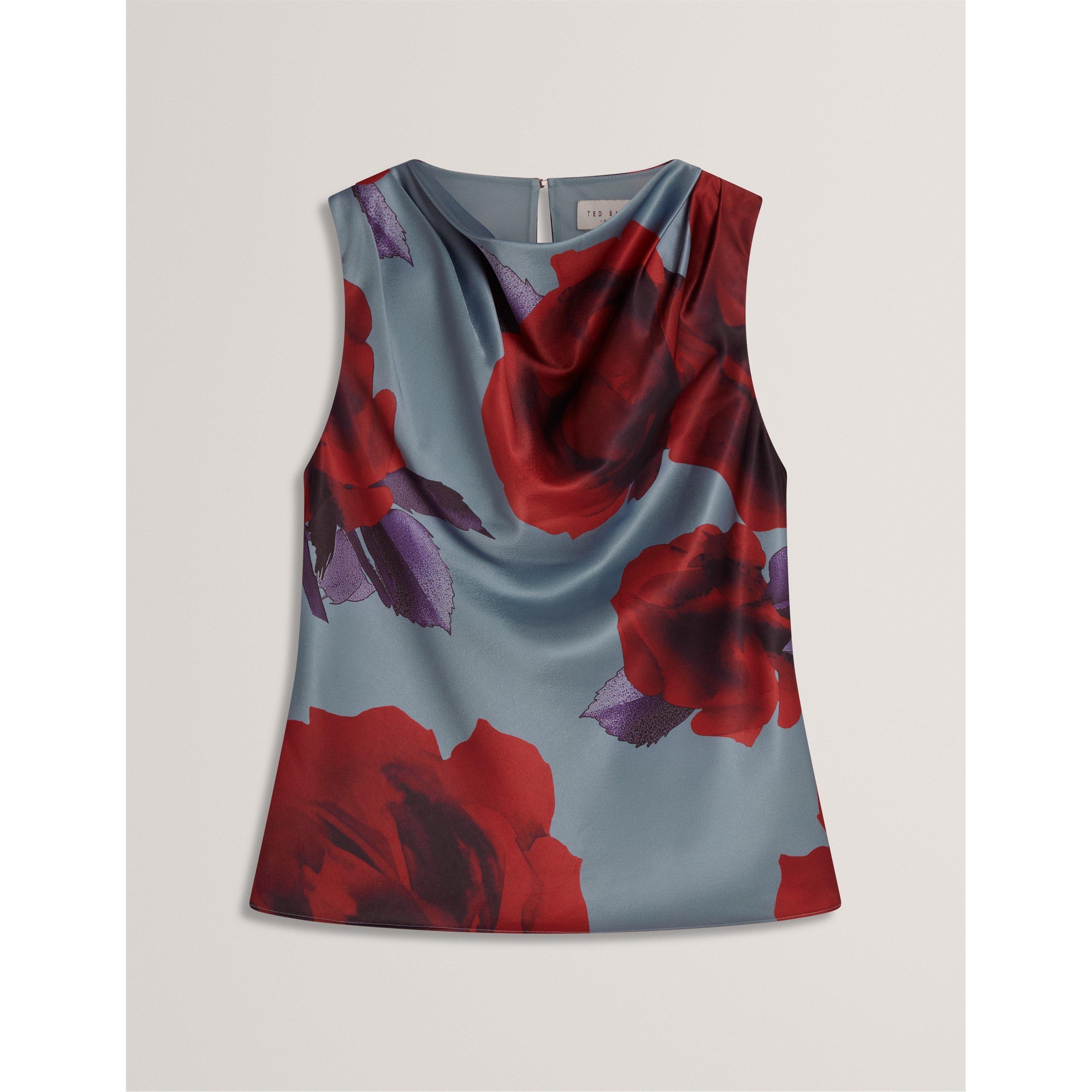 Lt-Blue - Ted Baker - Women's Print Sleeveless Shirt - 1