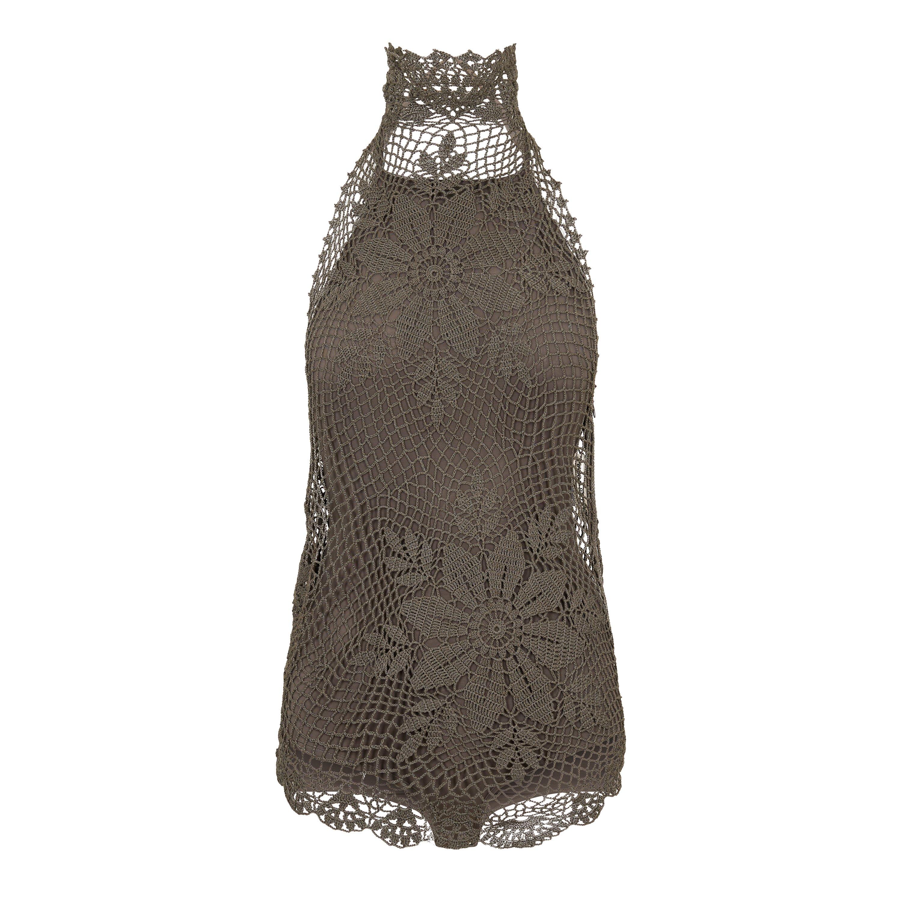 Brown - Magda Butrym - Women's Crochet Woven Cami Vest - 1