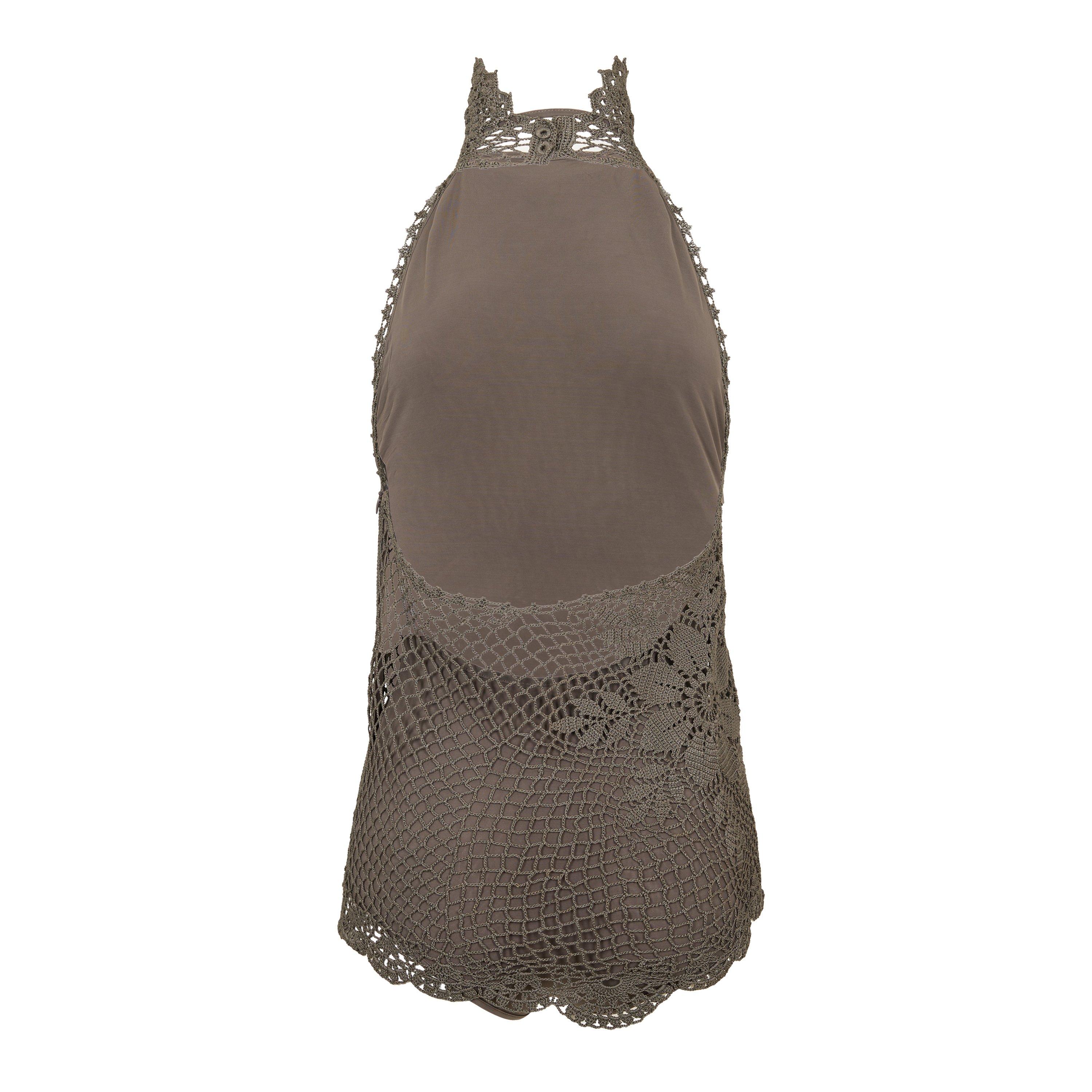 Brown - Magda Butrym - Women's Crochet Woven Cami Vest - 2