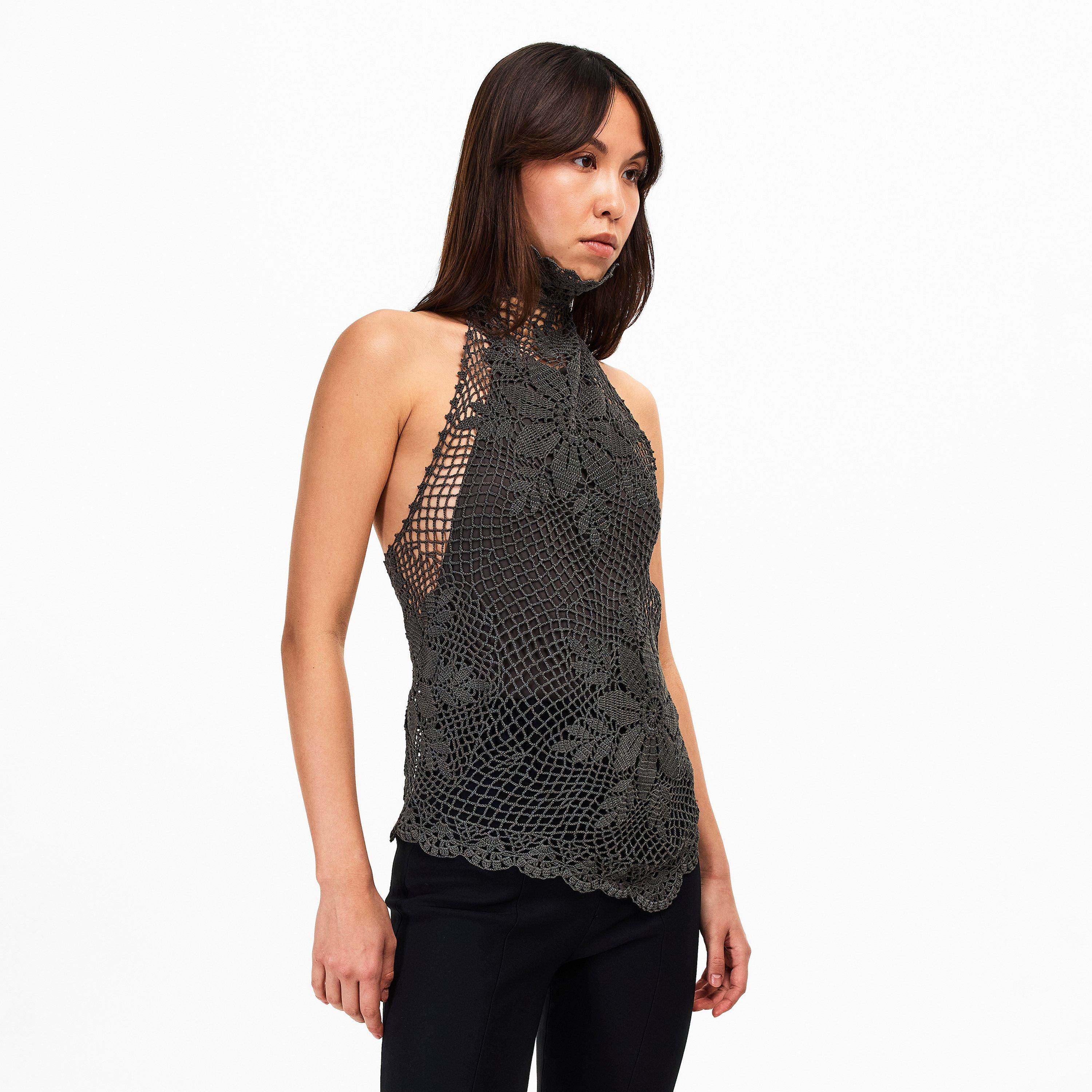 Brown - Magda Butrym - Women's Crochet Woven Cami Vest - 3