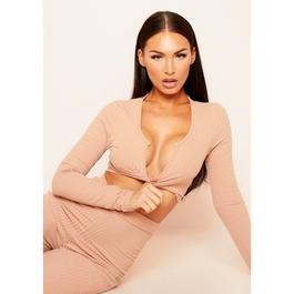 Missy Empire & Match Ribbed Twist Front Crop Top