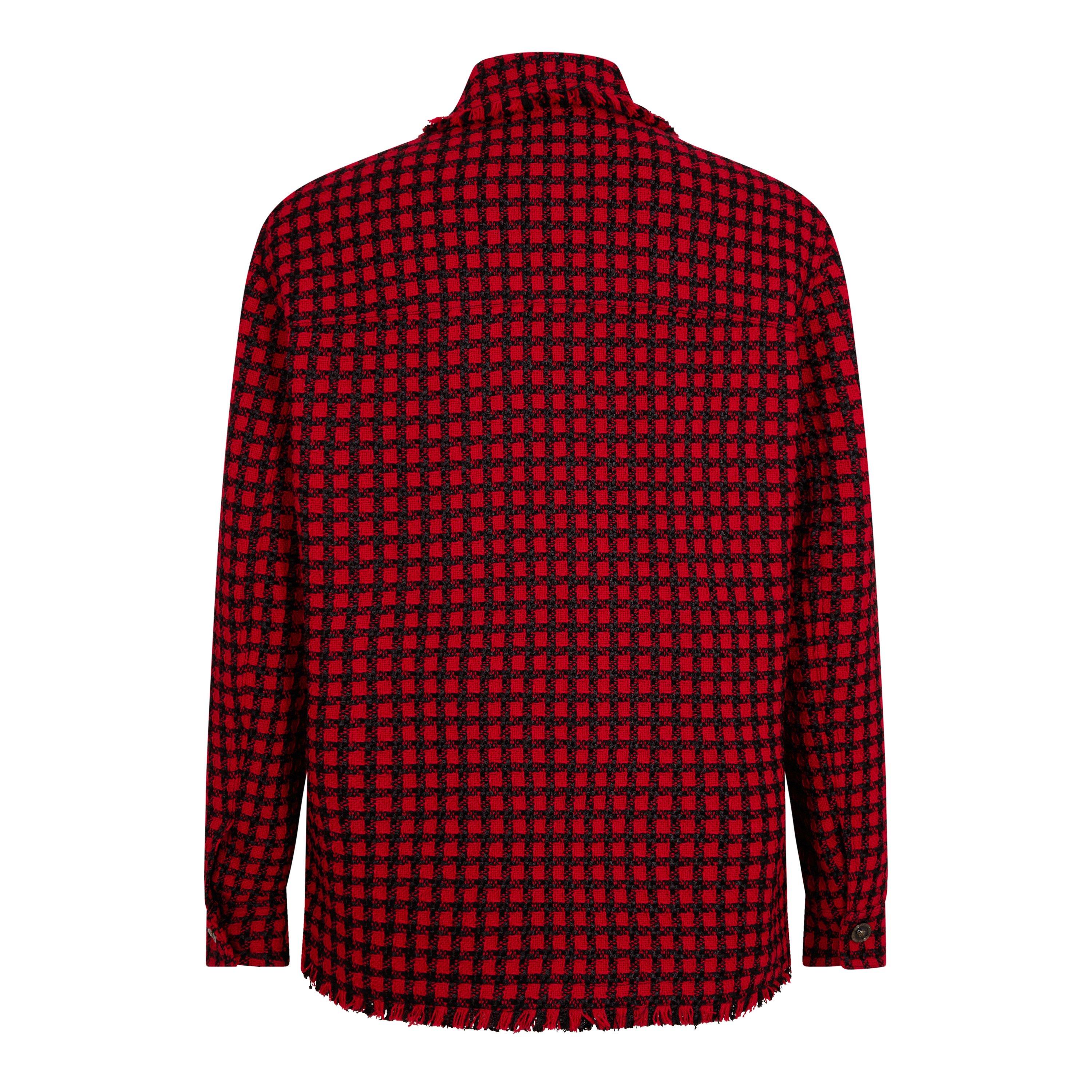 Lipstick Red - Versace - Men's Tweed Overshirt Wool Long Sleeve Button Overcoat - 8
