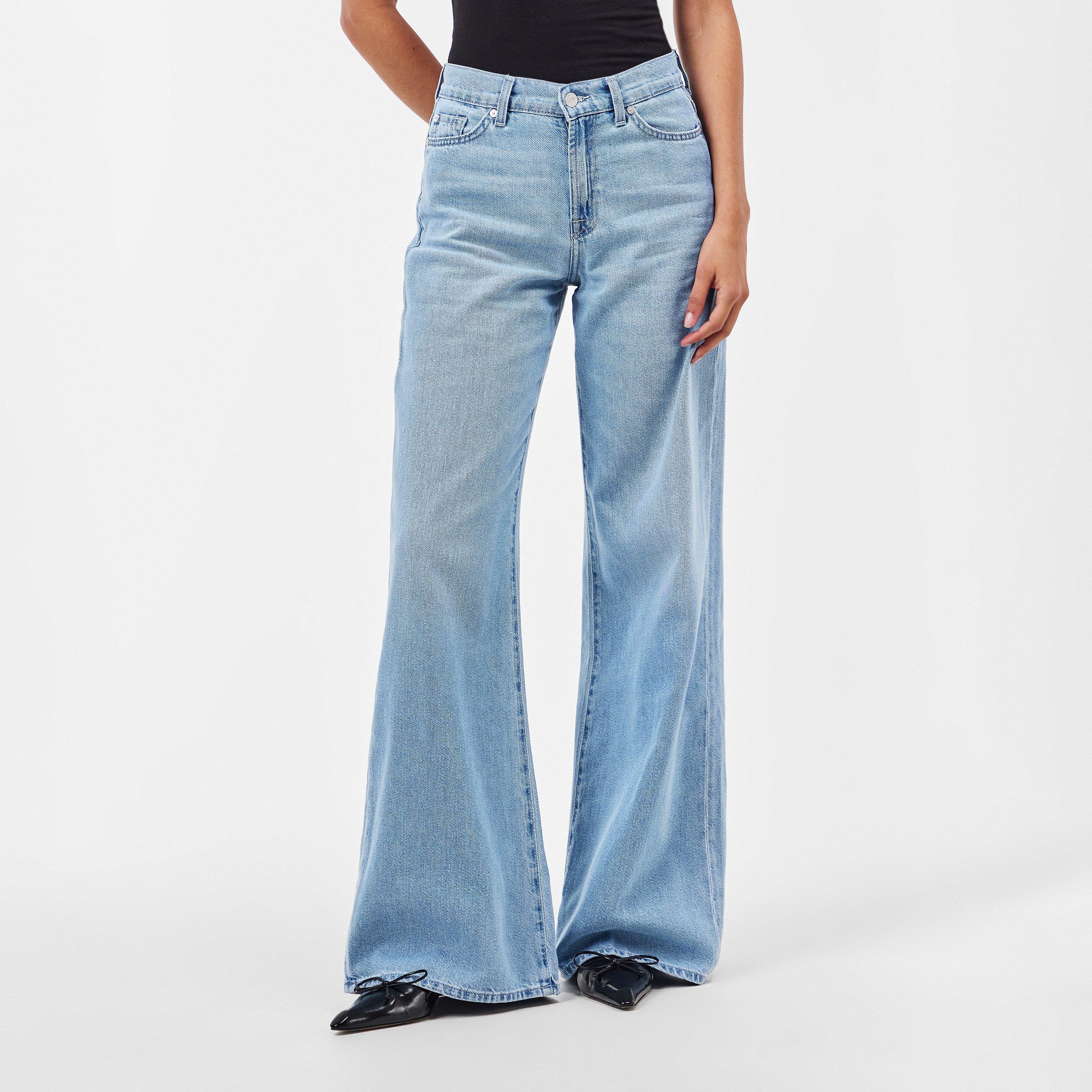 Light Blue - 7 For All Mankind - Women's Lotta Wide Leg Jeans - 3