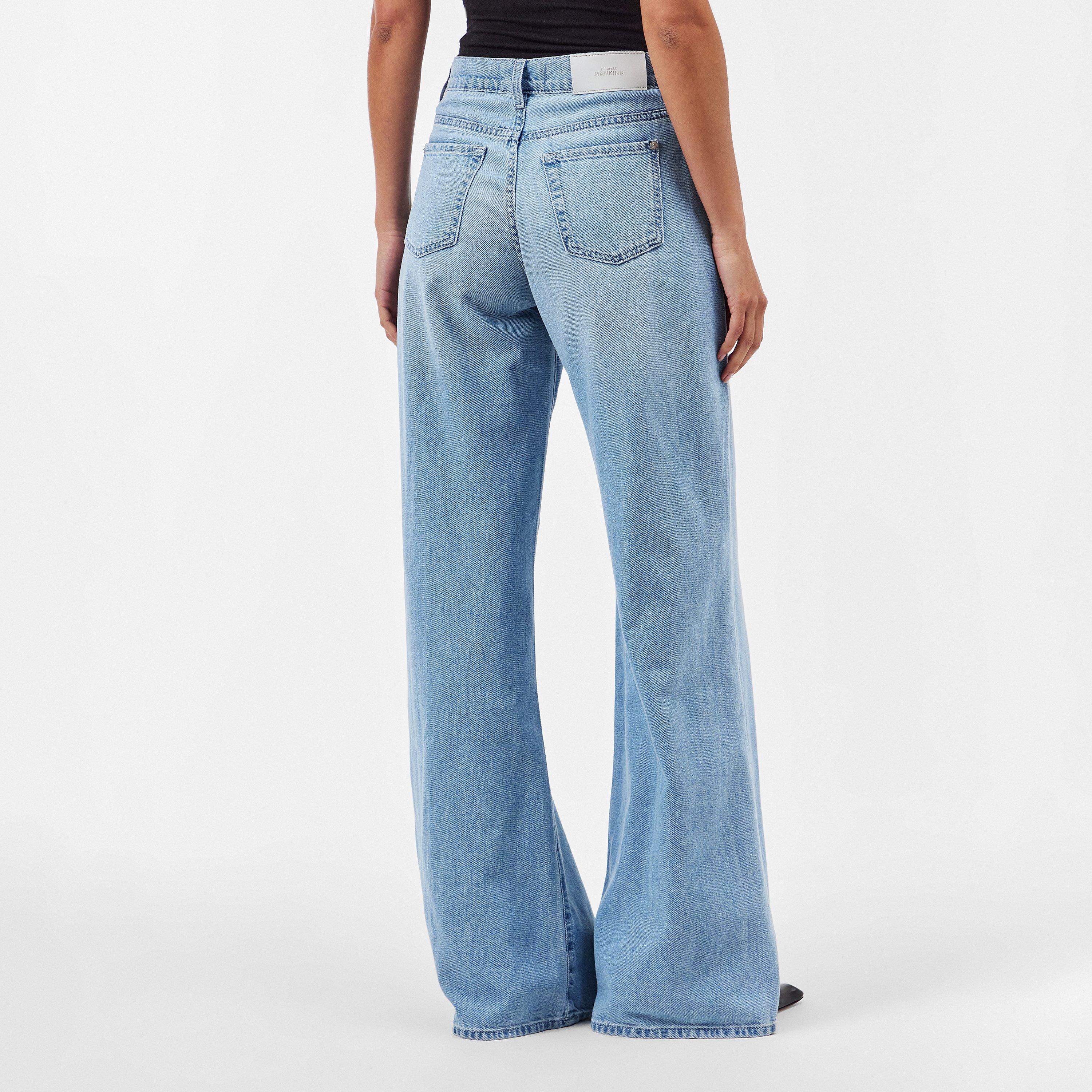 Light Blue - 7 For All Mankind - Women's Lotta Wide Leg Jeans - 4