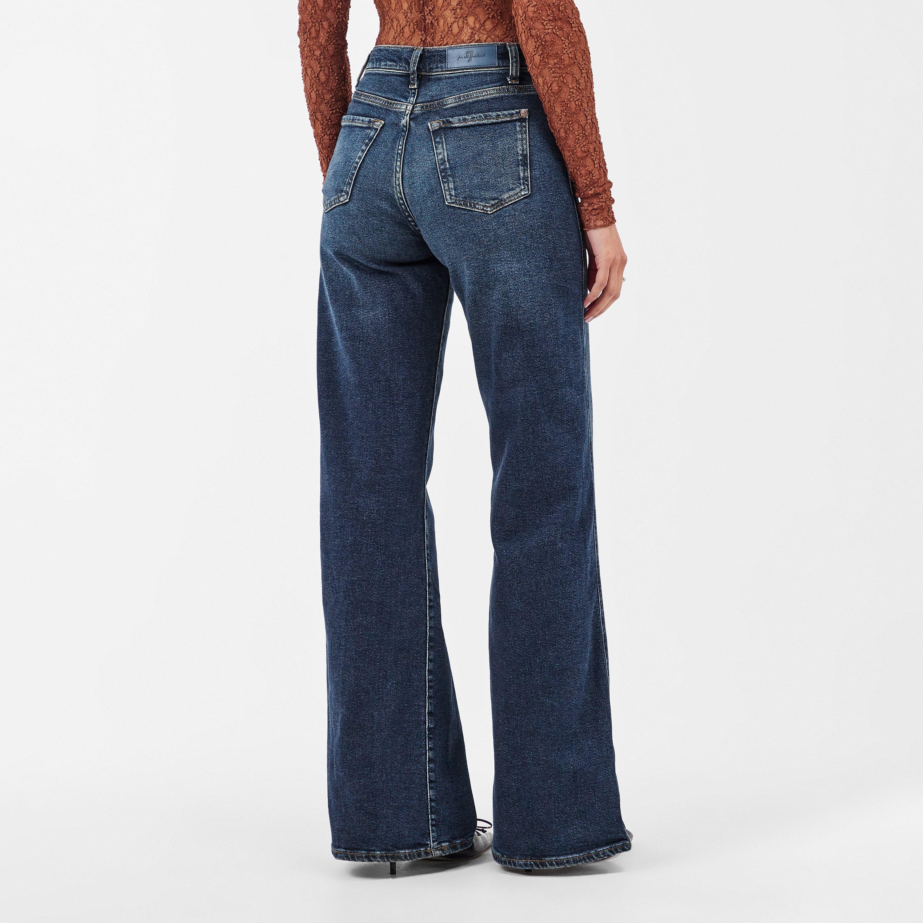 Dark Blue - 7 For All Mankind - Women's Lotta Wide Leg Jeans - 4