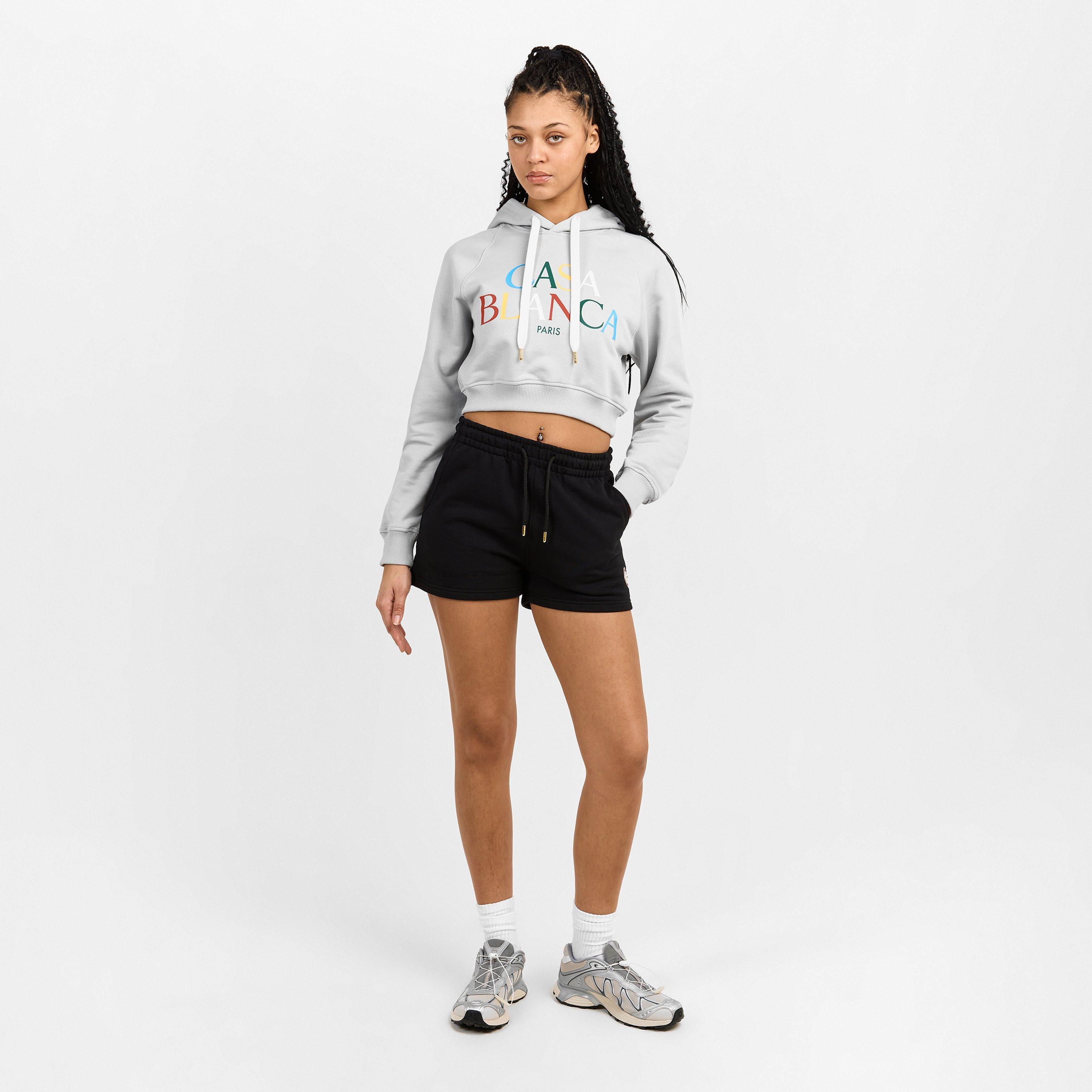 Grey - Casablanca - Women's Stack Logo Over the Head Cropped Hoodie - 6