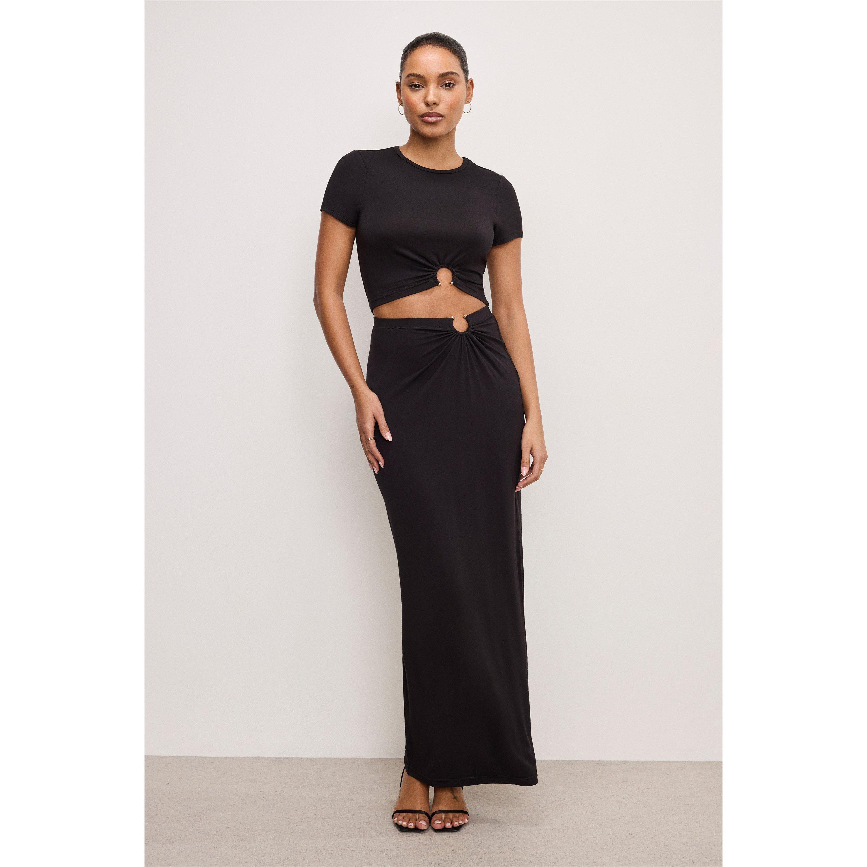 black001 - Good American - Women's Stretch High-Rise Maxi Jersey Skirt
