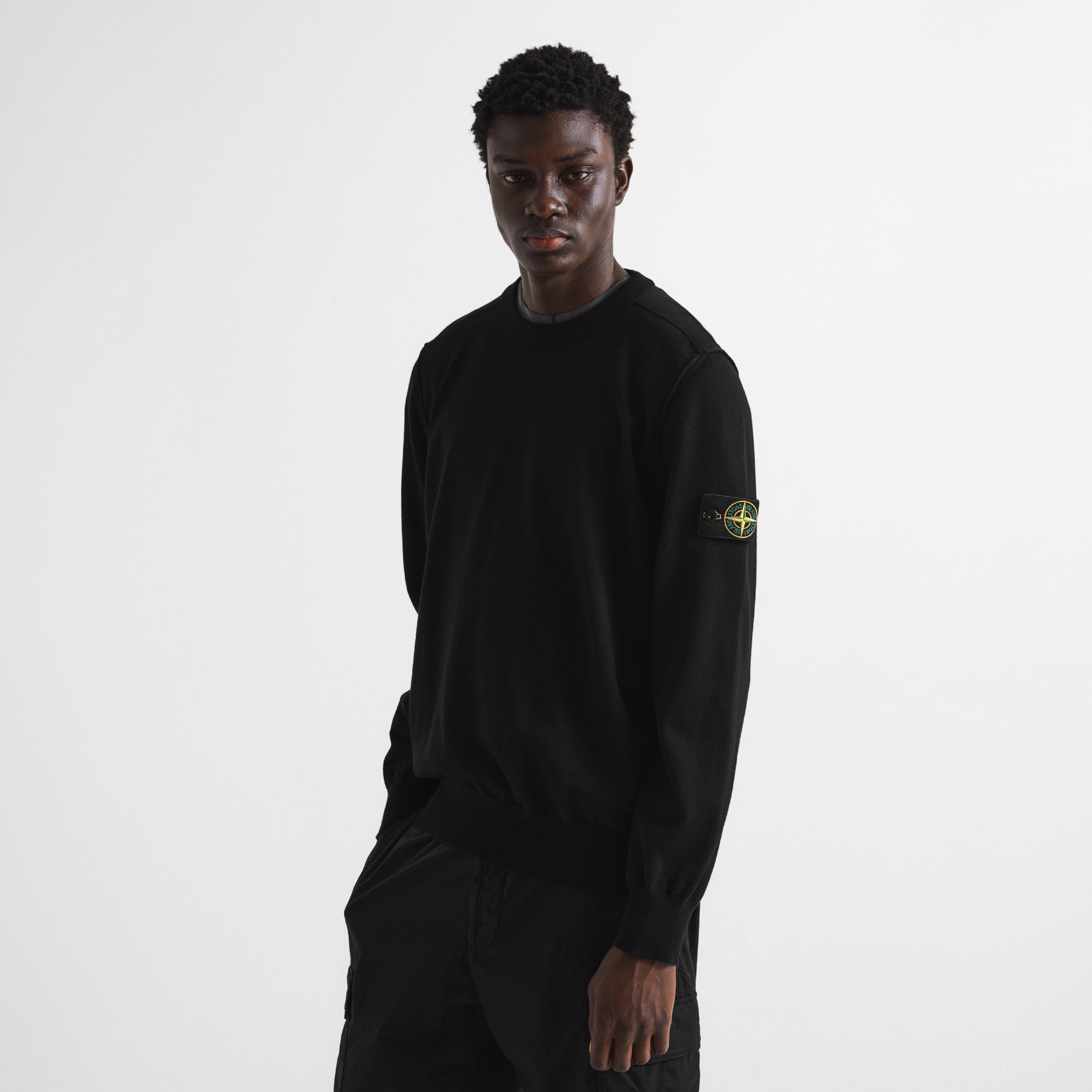 Black V0029 - Stone Island - Men's Crew Knit Cotton Jumper - 3