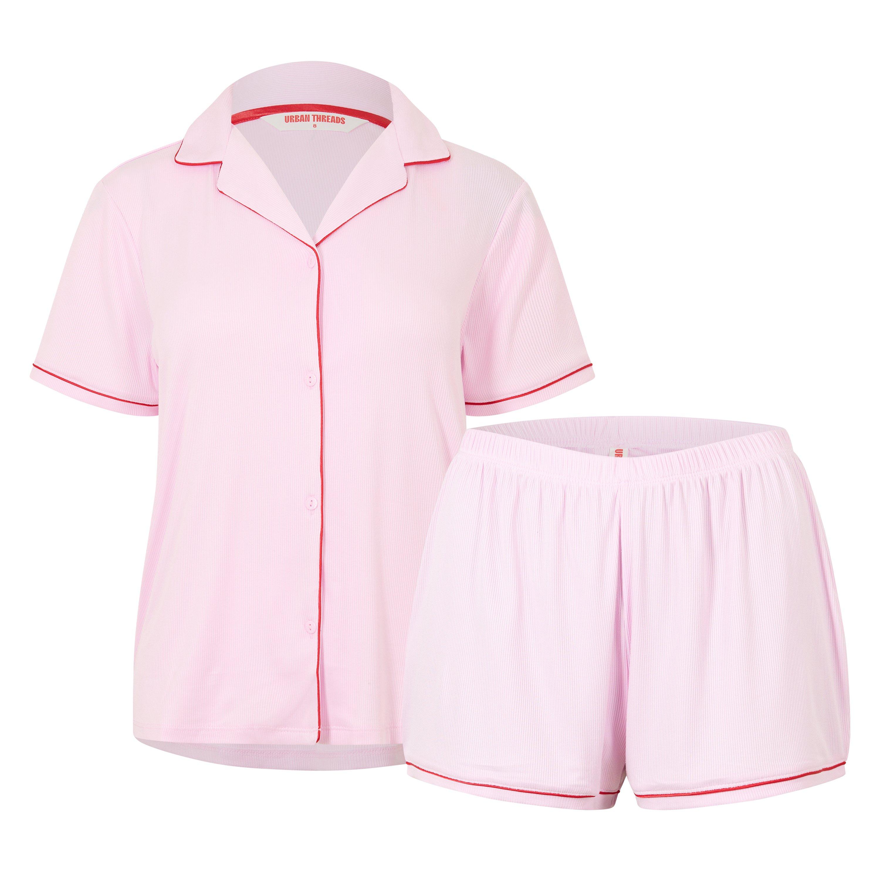 Pink/Red - Urban Threads - Women's Short Sleeve Pyjama Set - 1