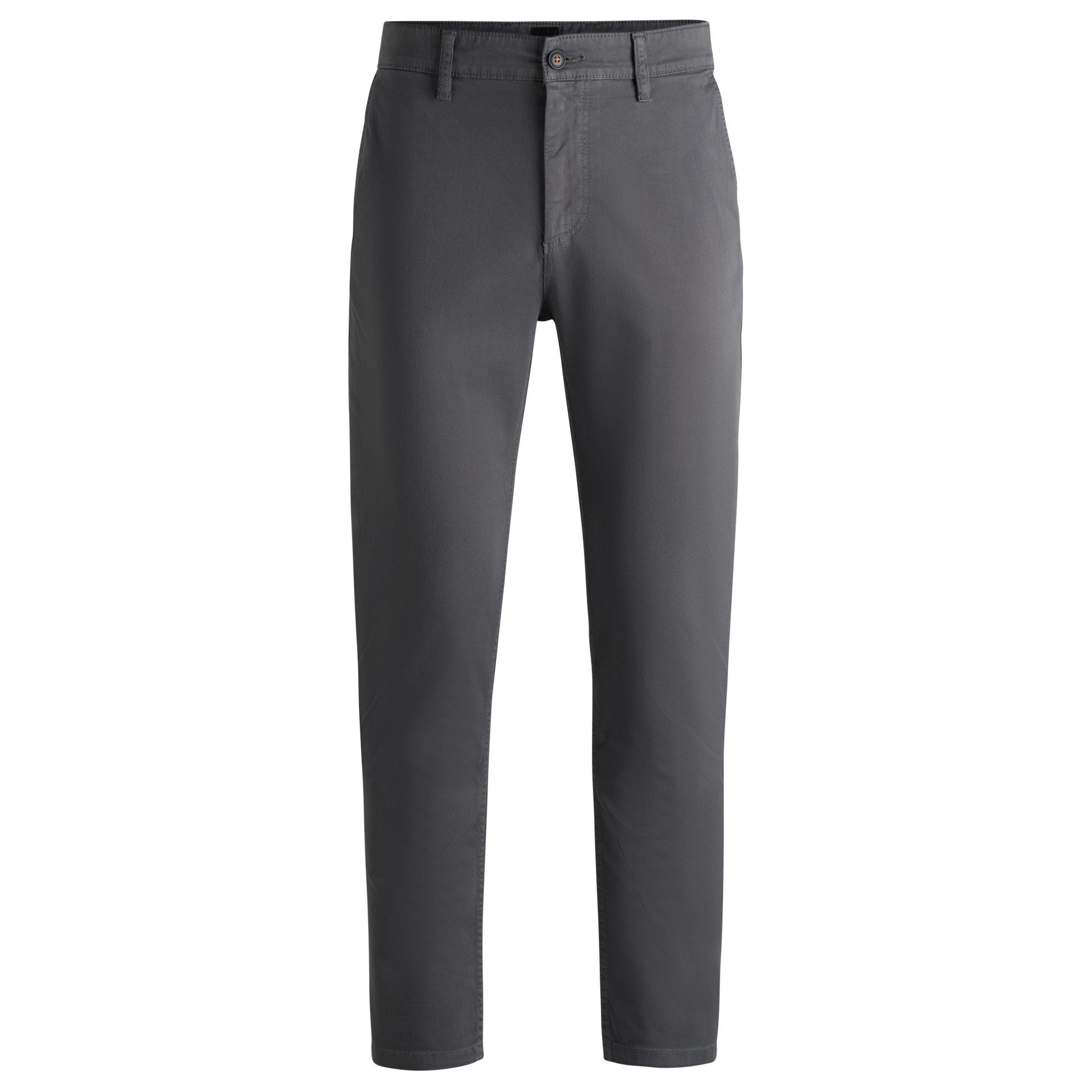 Grey - Boss - Men's Tapered Fit Chinos - 5