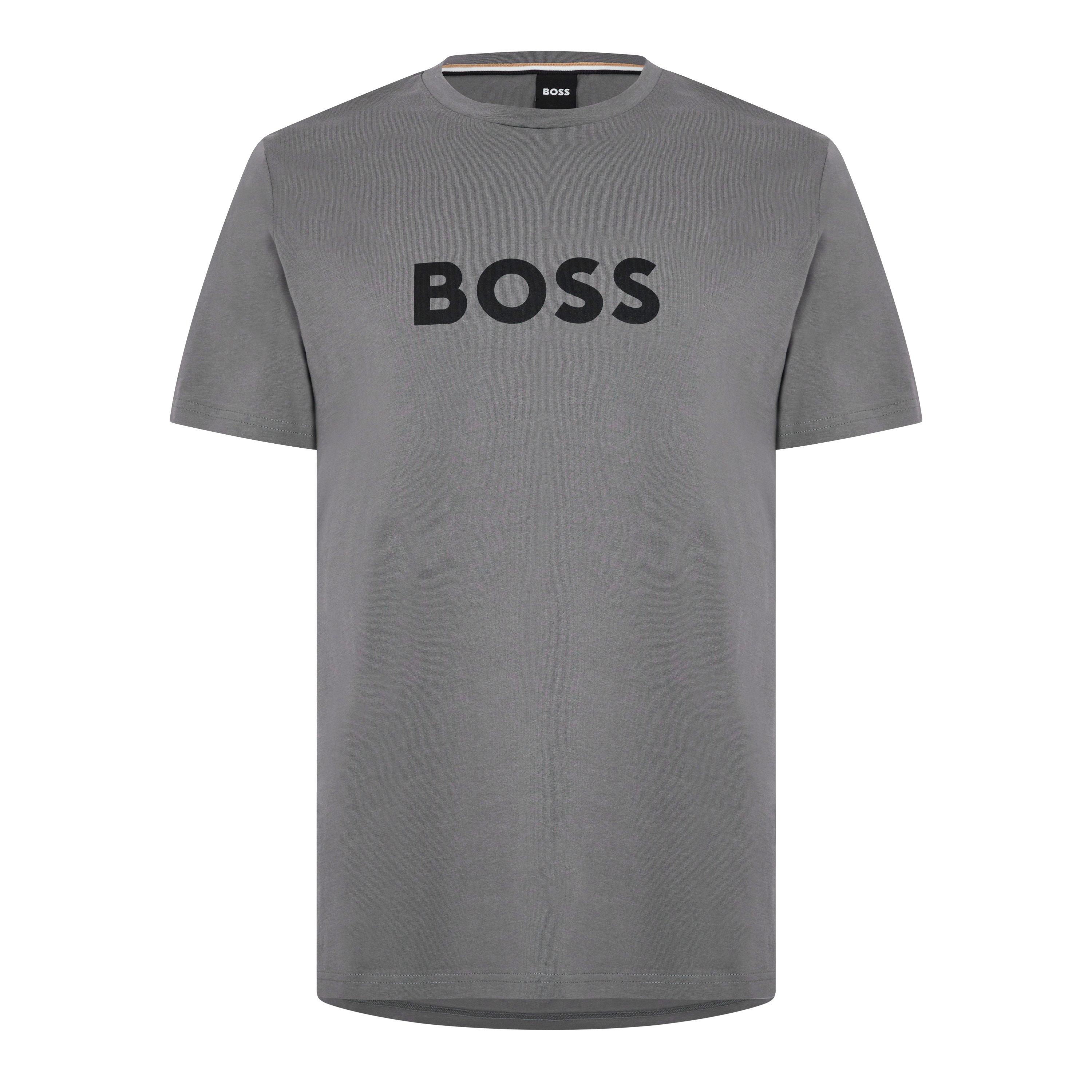 Grey/Blk 010 - Boss - Mens BOSS Bodywear Short Sleeve T-Shirt with Logo Print Detail - 7