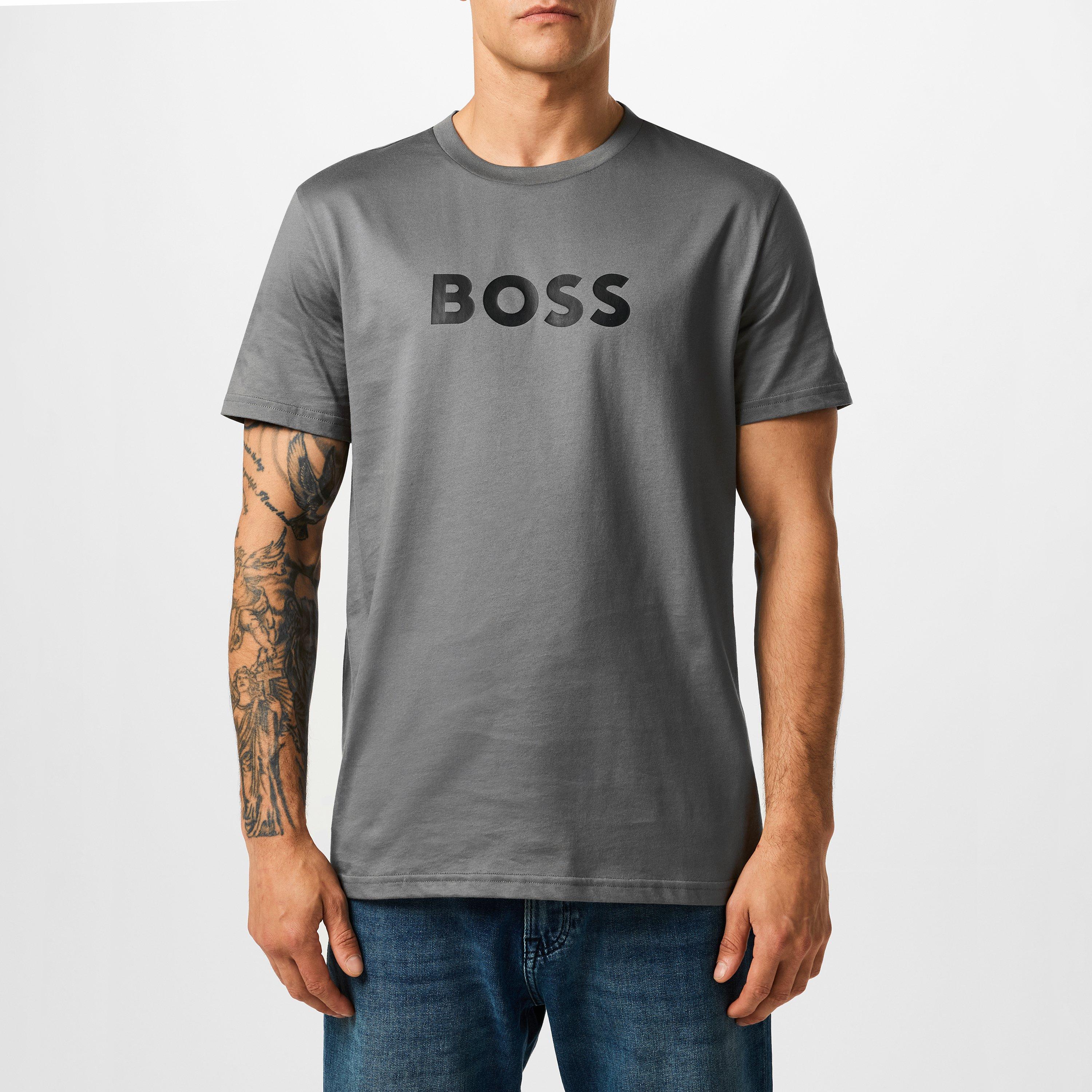 Grey/Blk 010 - Boss - Mens BOSS Bodywear Short Sleeve T-Shirt with Logo Print Detail - 3