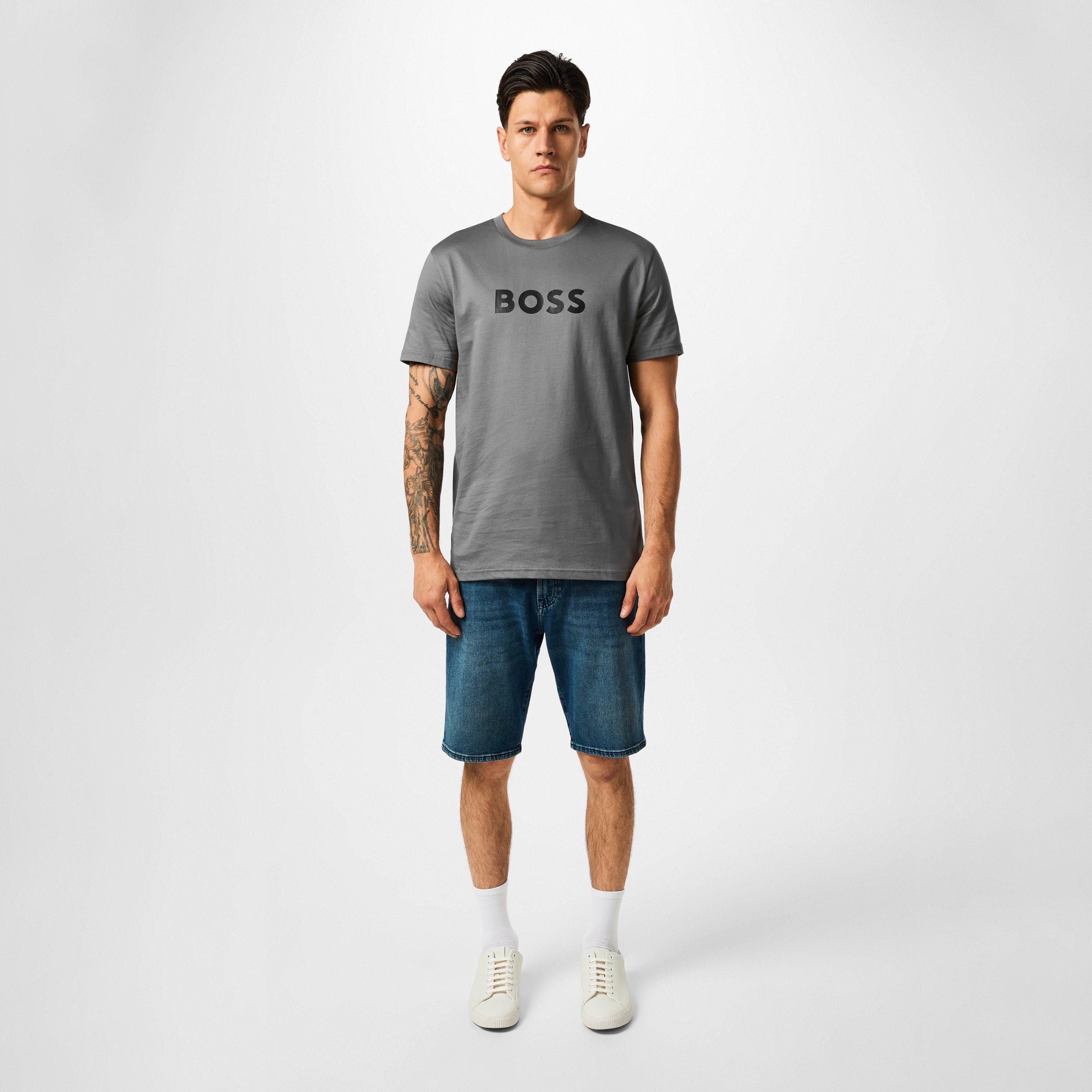 Grey/Blk 010 - Boss - Mens BOSS Bodywear Short Sleeve T-Shirt with Logo Print Detail - 6