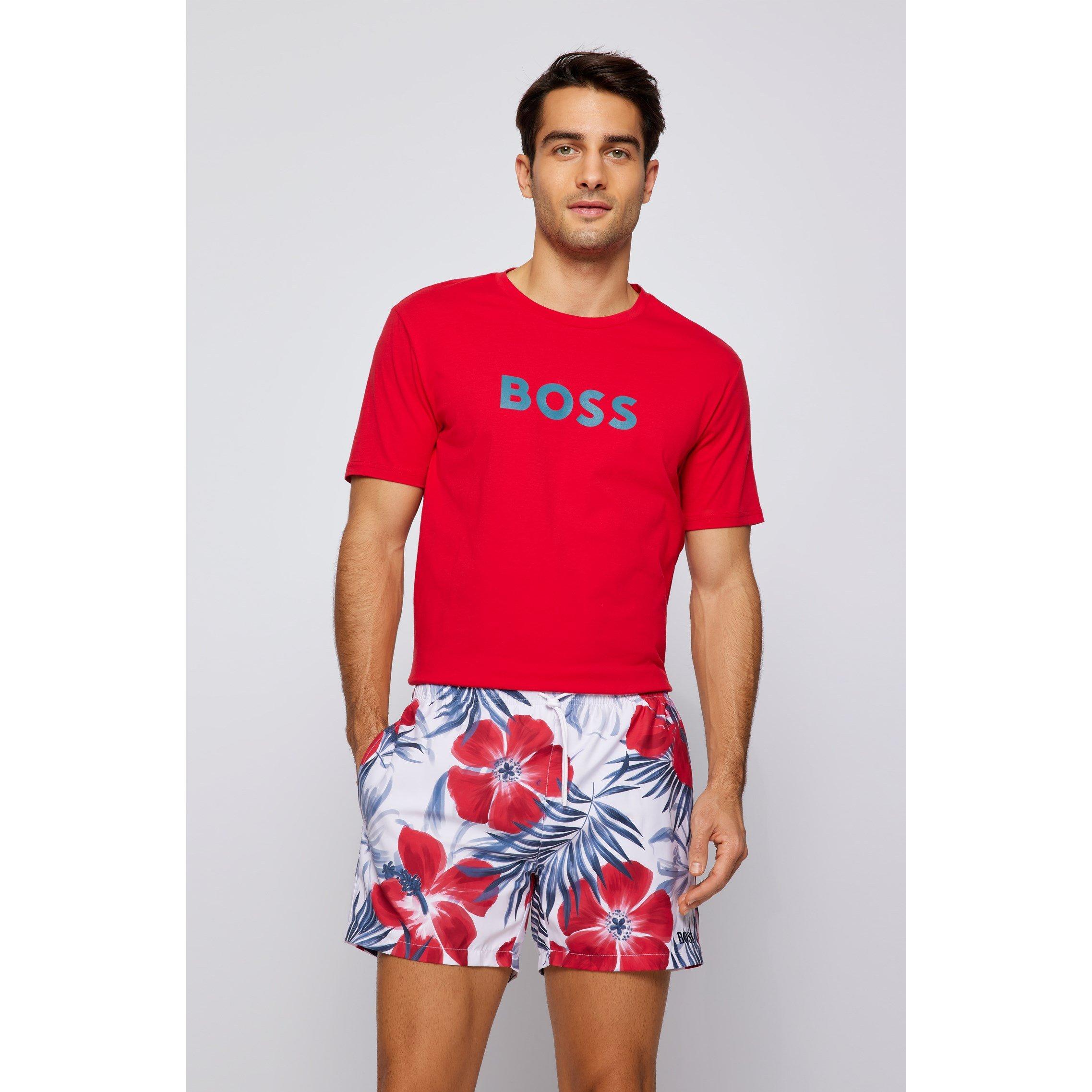 Bright Red 629 - Boss - Men's HBW Logo T-Shirt, Logo Printed - 2