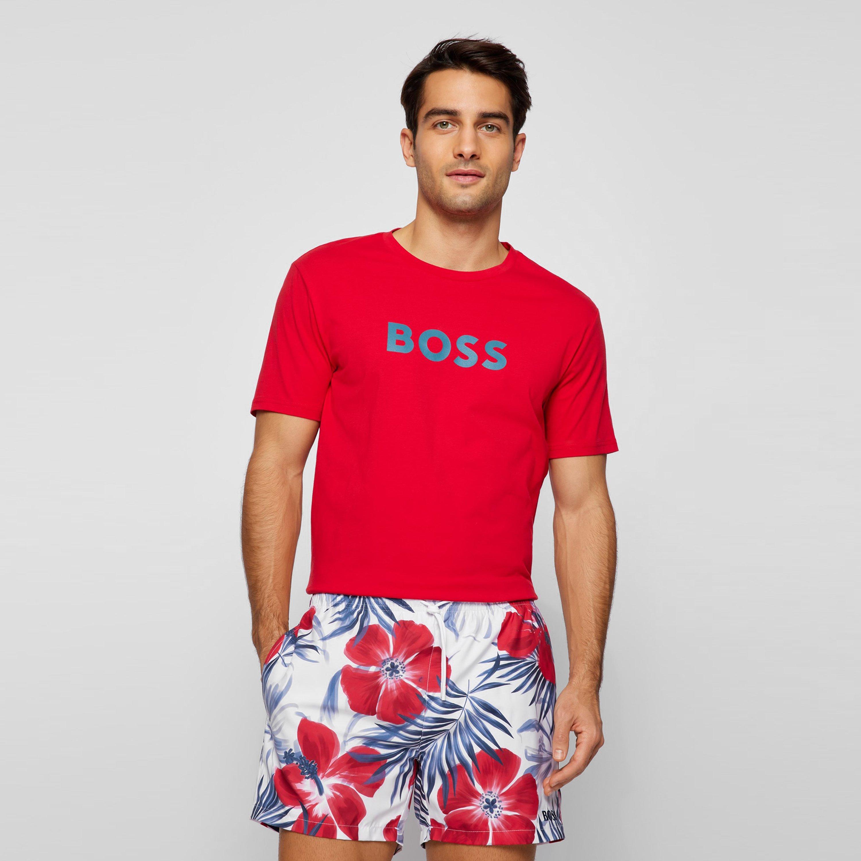 Bright Red 629 - Boss - Men's HBW Logo T-Shirt, Logo Printed - 3