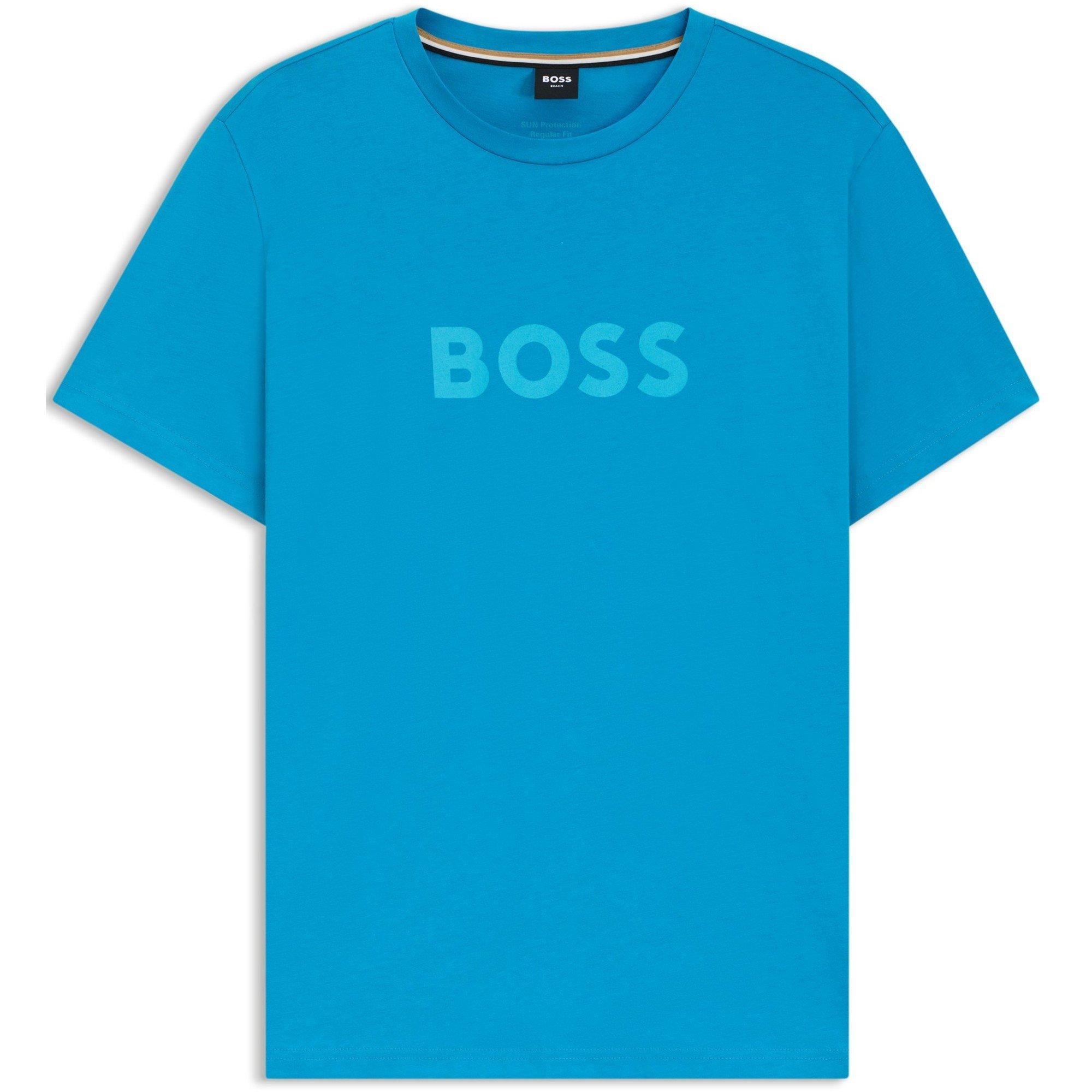 Boss Men's Bodywear Short Sleeve T-Shirt With Logo Print Detail - Turquoise/Aqua - X Large