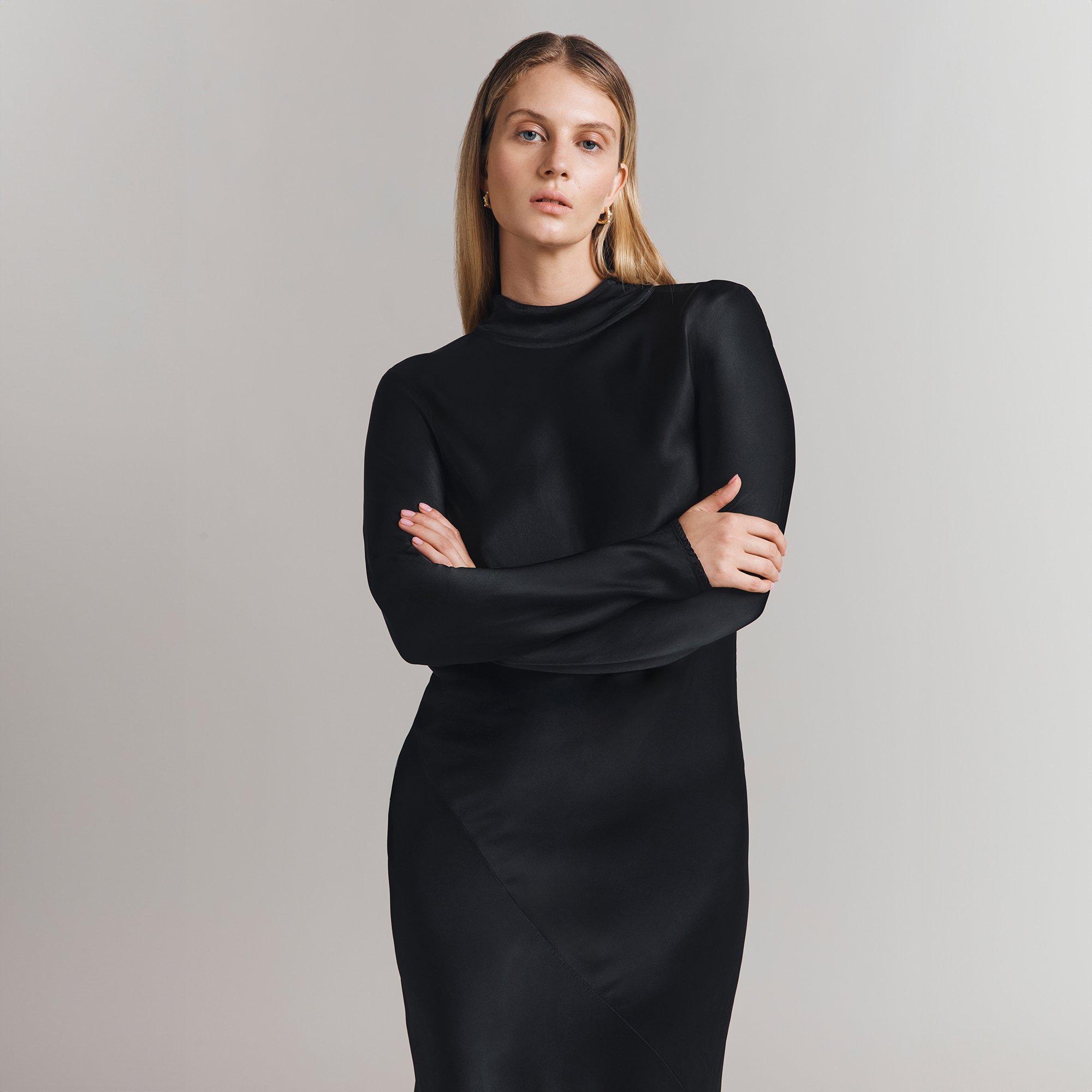 Black - Ghost - Women's Rayna Satin Maxi Slip Dress - 3