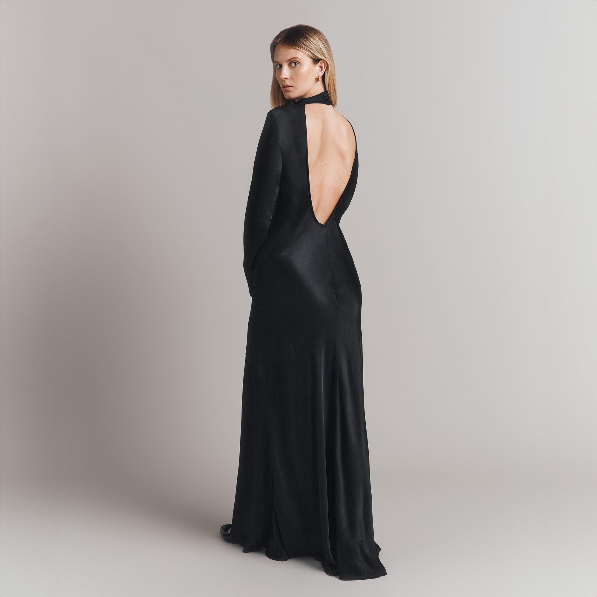 Black - Ghost - Women's Rayna Satin Maxi Slip Dress - 4