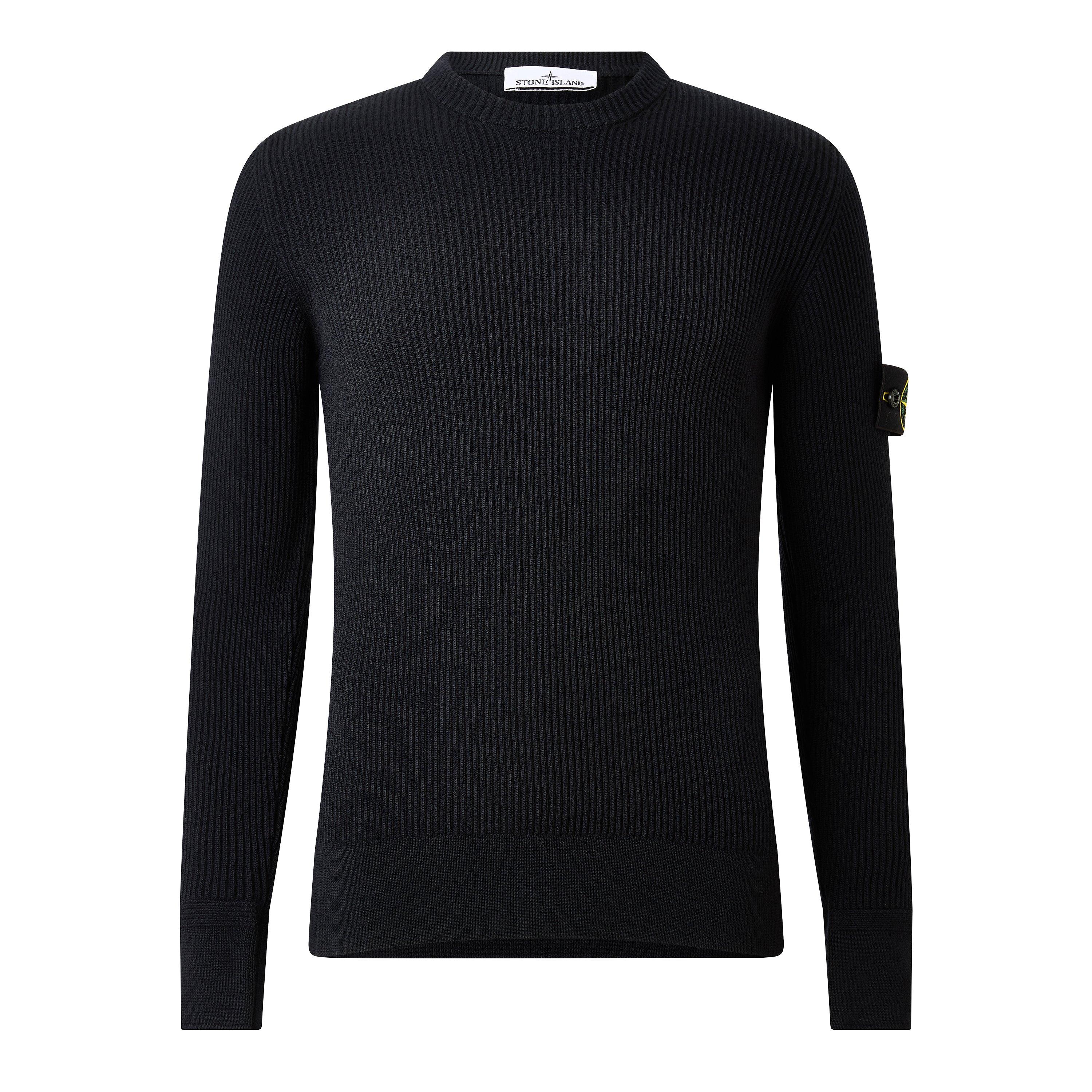 Navy V0020 - Stone Island - Stone Rib Knit Crew Sn64 - 1
