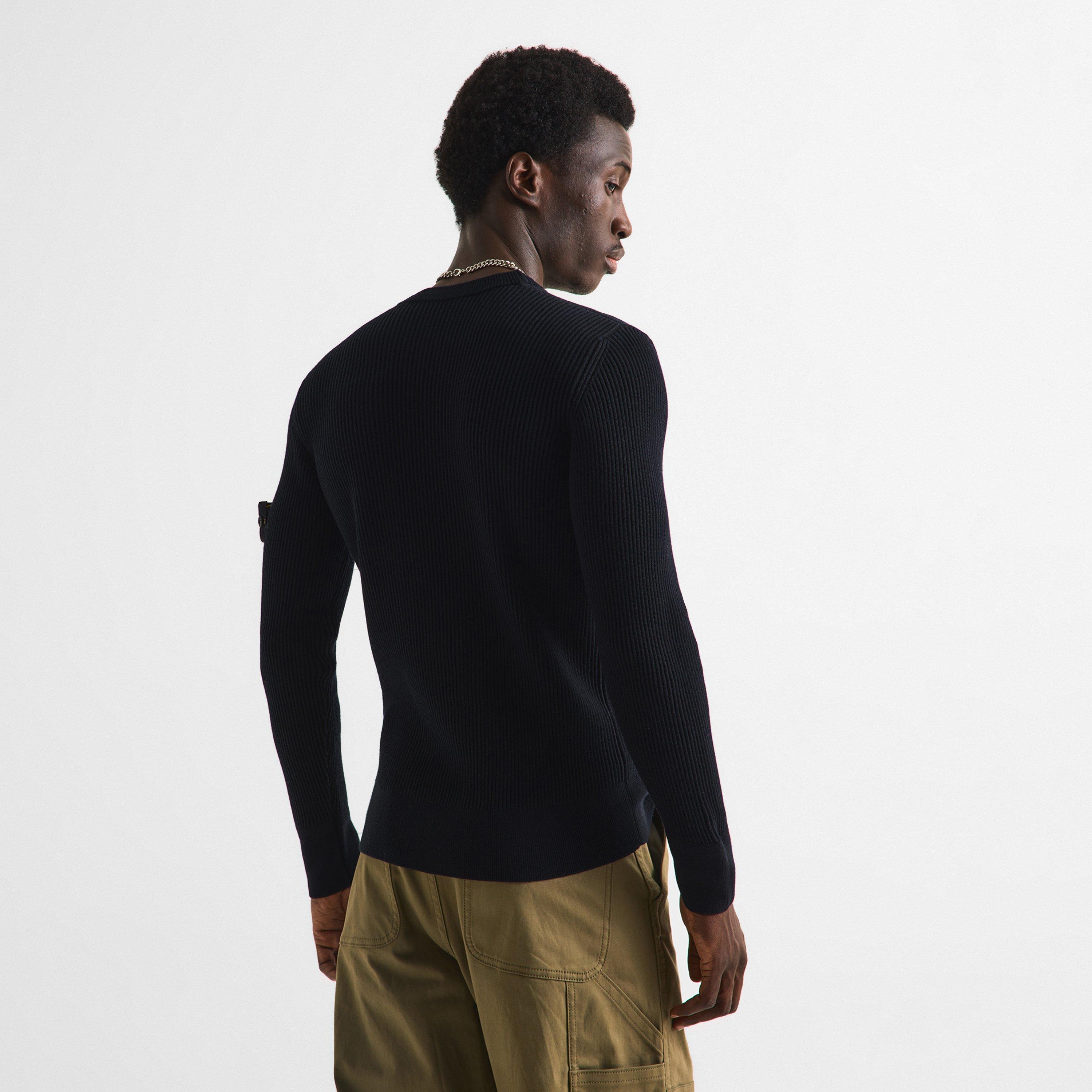 Navy V0020 - Stone Island - Stone Rib Knit Crew Sn64 - 4