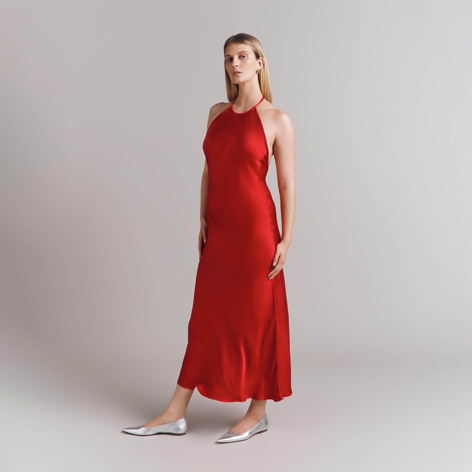 Red - Ghost - Women's Chloe Midi Slip Dress - 3