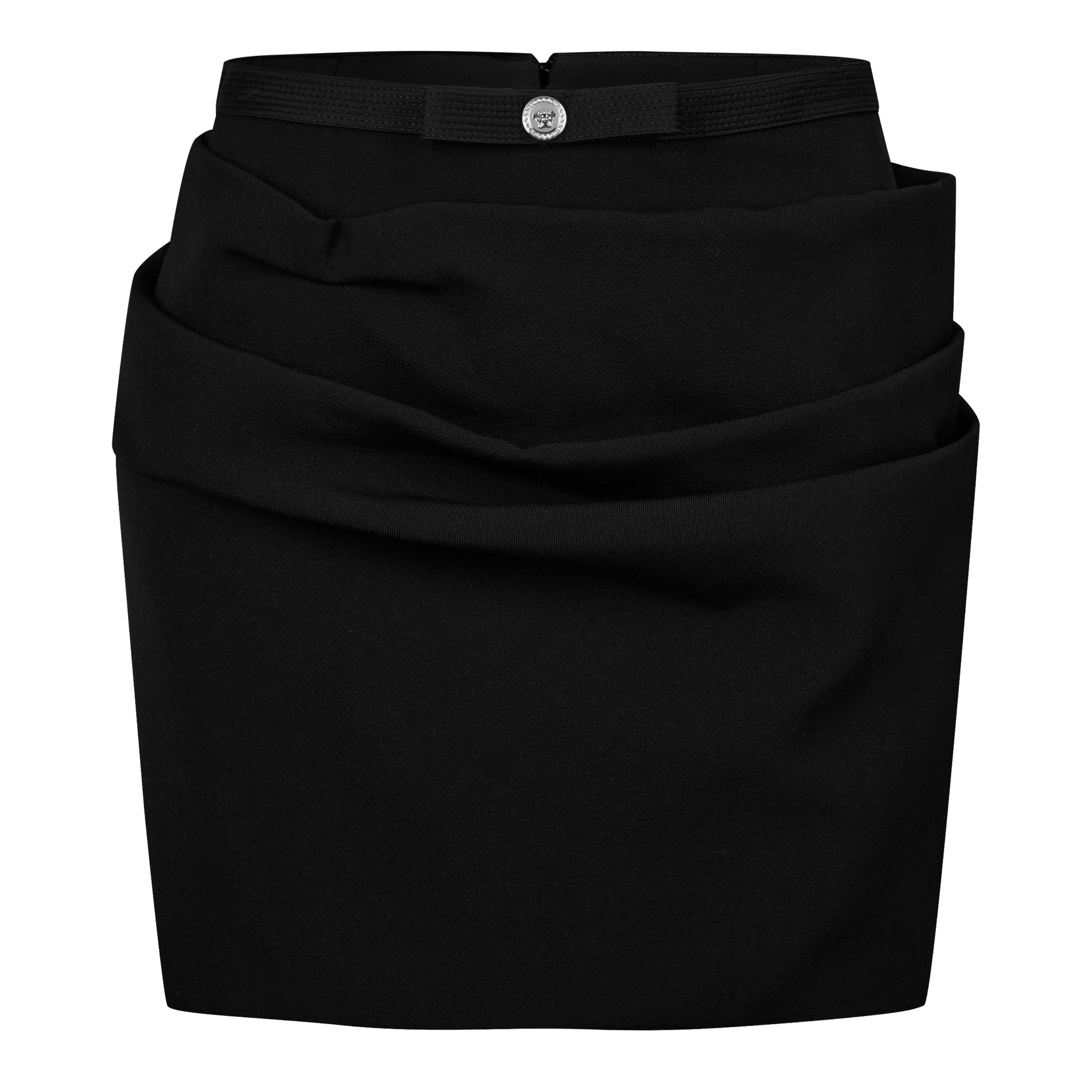 Black - Versace - Draped Wool Mini Skirt - 5