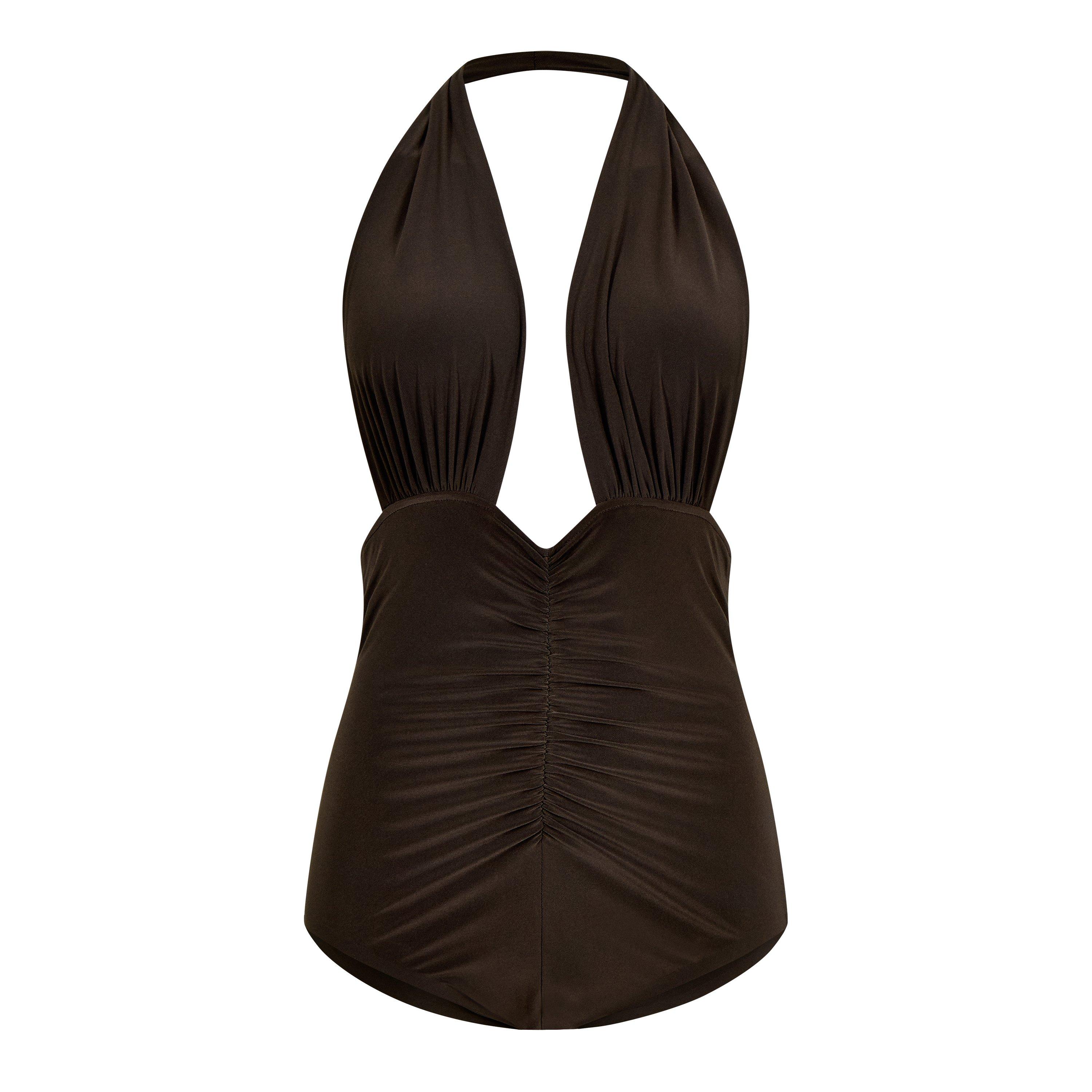 Norma Kamali Women's Ruched Strapless Bodysuit - Espresso - 12 (M)