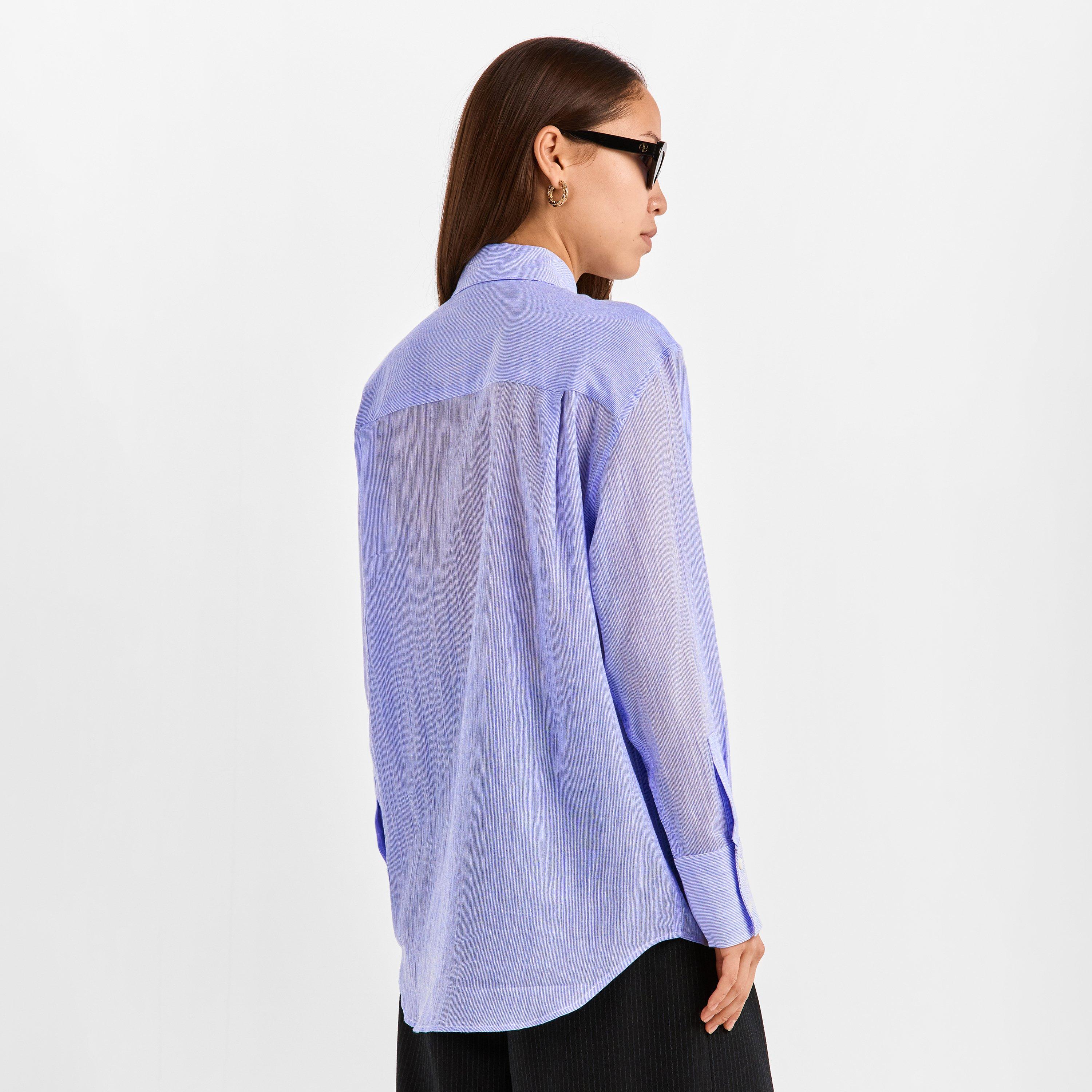 Blue - Anine Bing - Women's Essie Long-Sleeve Plain Shirt - 4