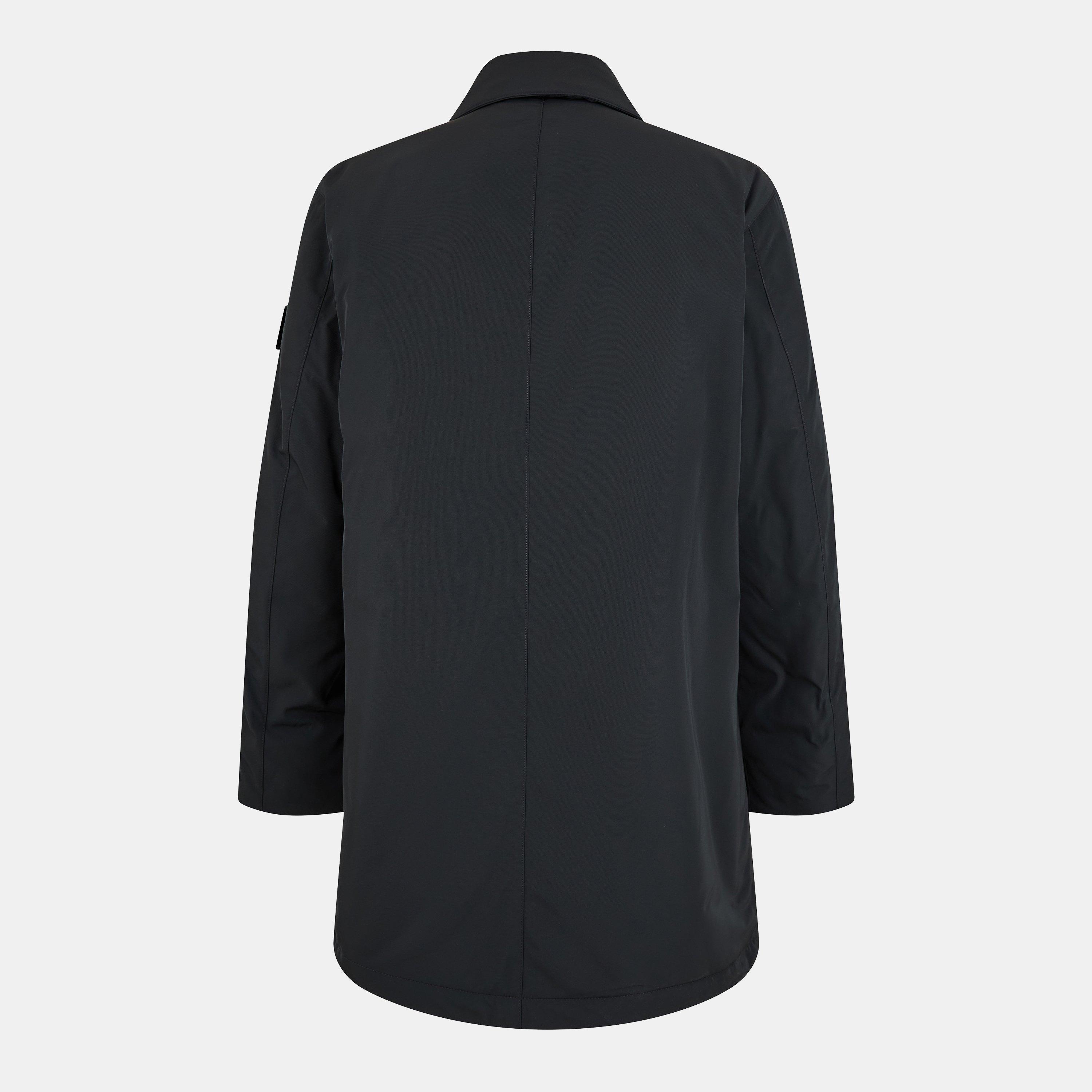 Nero V0029 - Stone Island - Men's Micro Twill Long Sleeve Thigh Length Trench Overcoat - 2