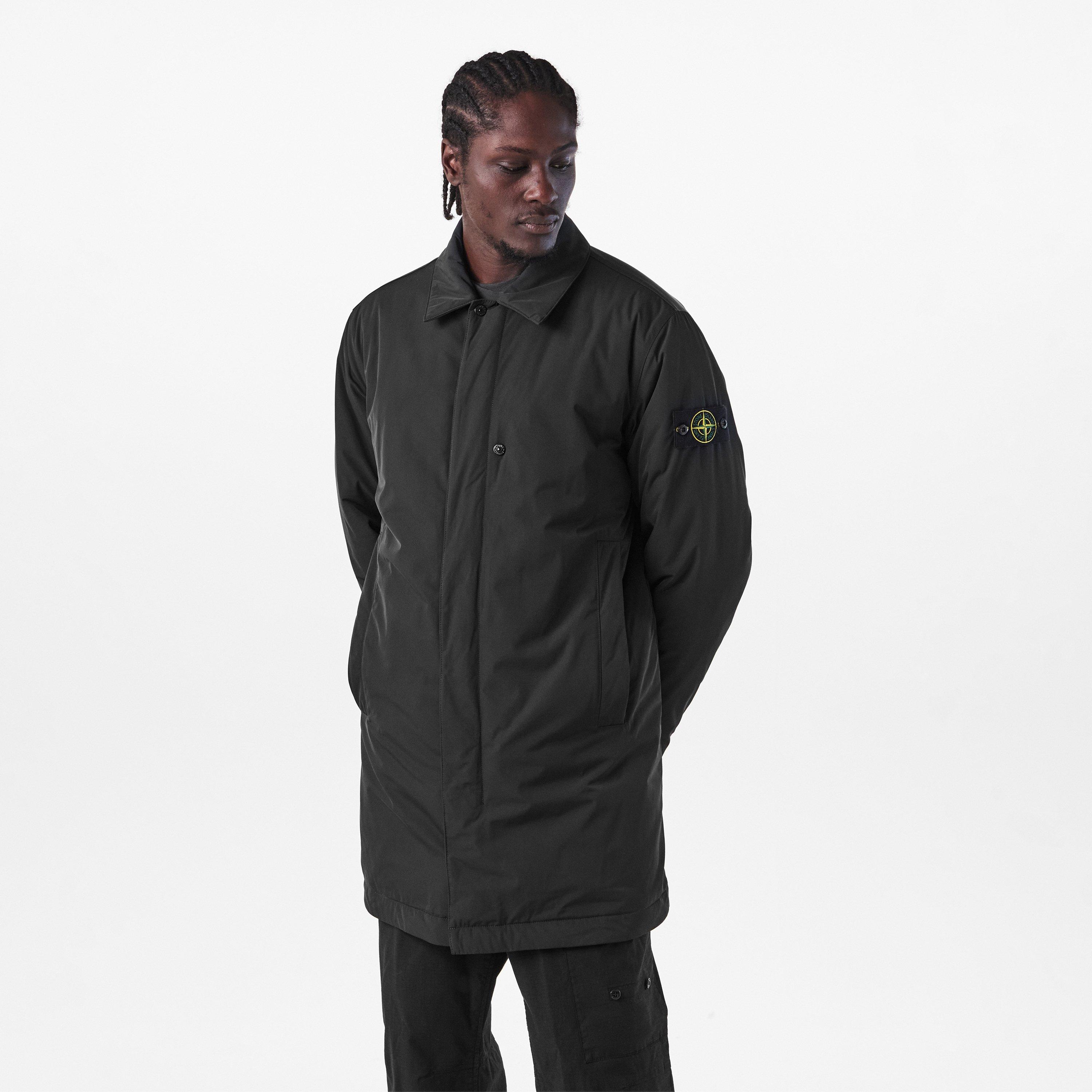 Nero V0029 - Stone Island - Men's Micro Twill Long Sleeve Thigh Length Trench Overcoat - 3