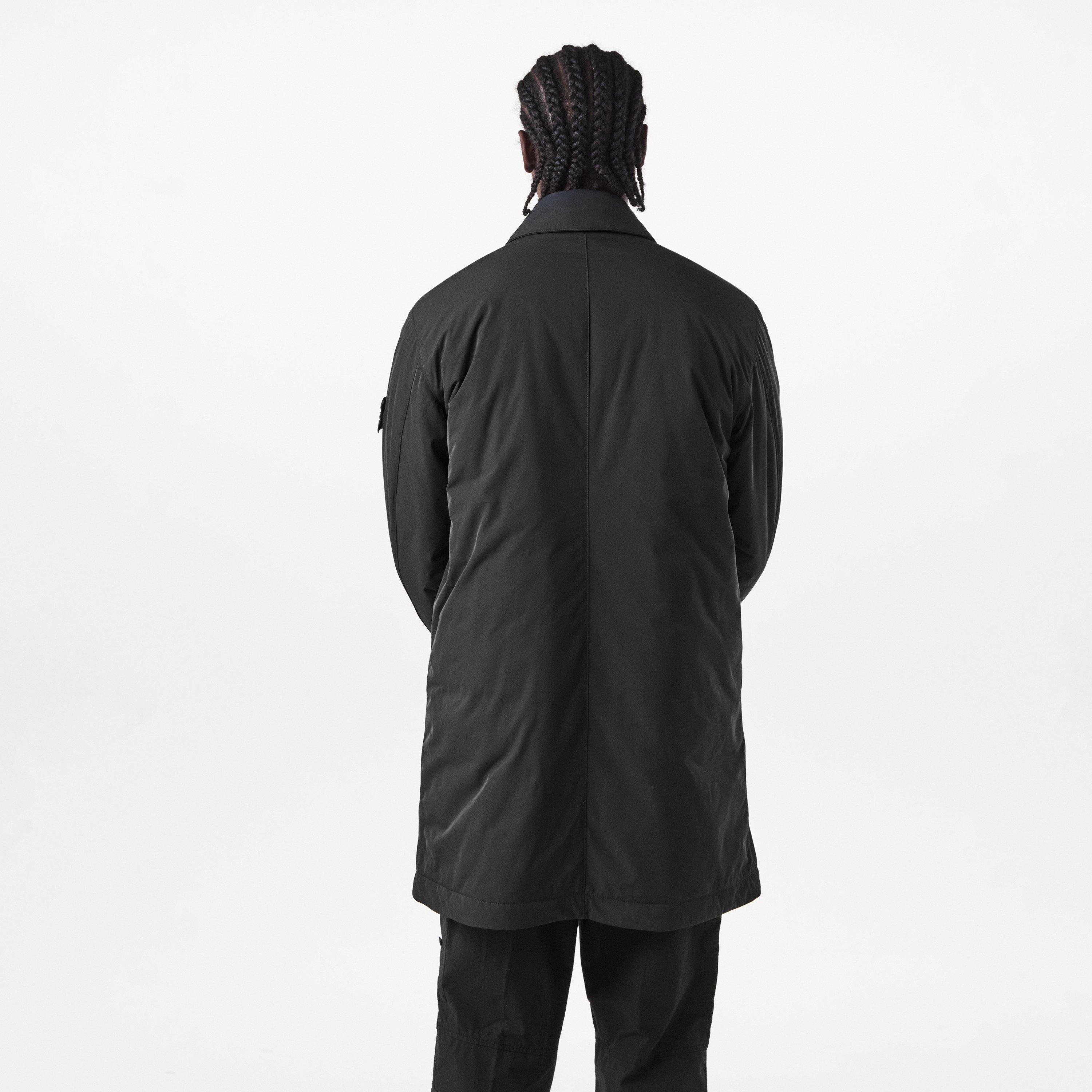 Nero V0029 - Stone Island - Men's Micro Twill Long Sleeve Thigh Length Trench Overcoat - 4