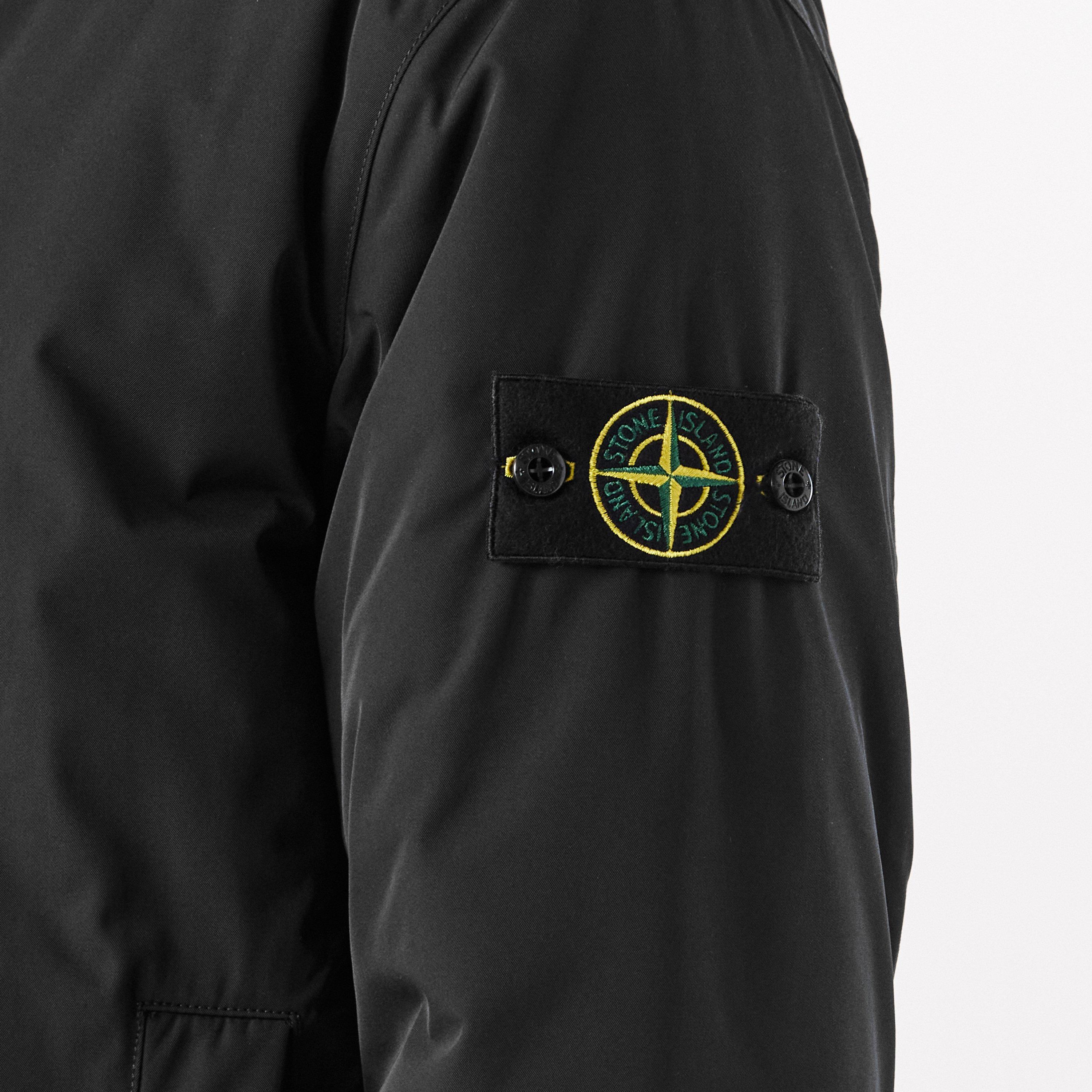 Nero V0029 - Stone Island - Men's Micro Twill Long Sleeve Thigh Length Trench Overcoat - 5